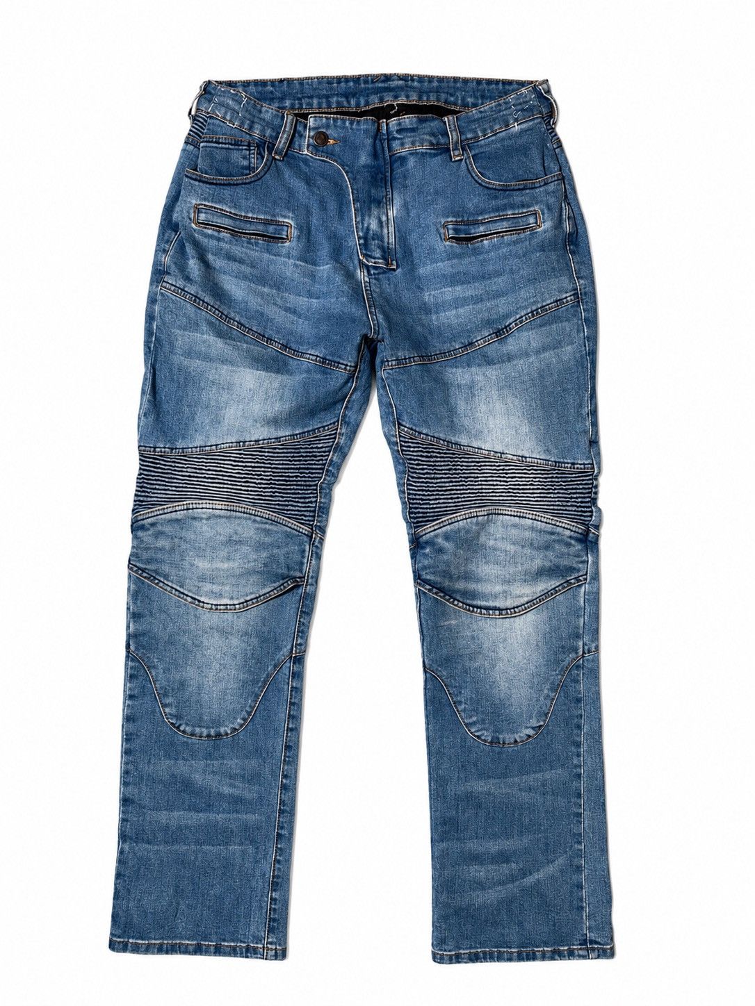 Japanese Brand Balmain Biker Style Distressed jeans Panelled Moto Denim Size US 36 / EU 52 - 1 Thumbnail