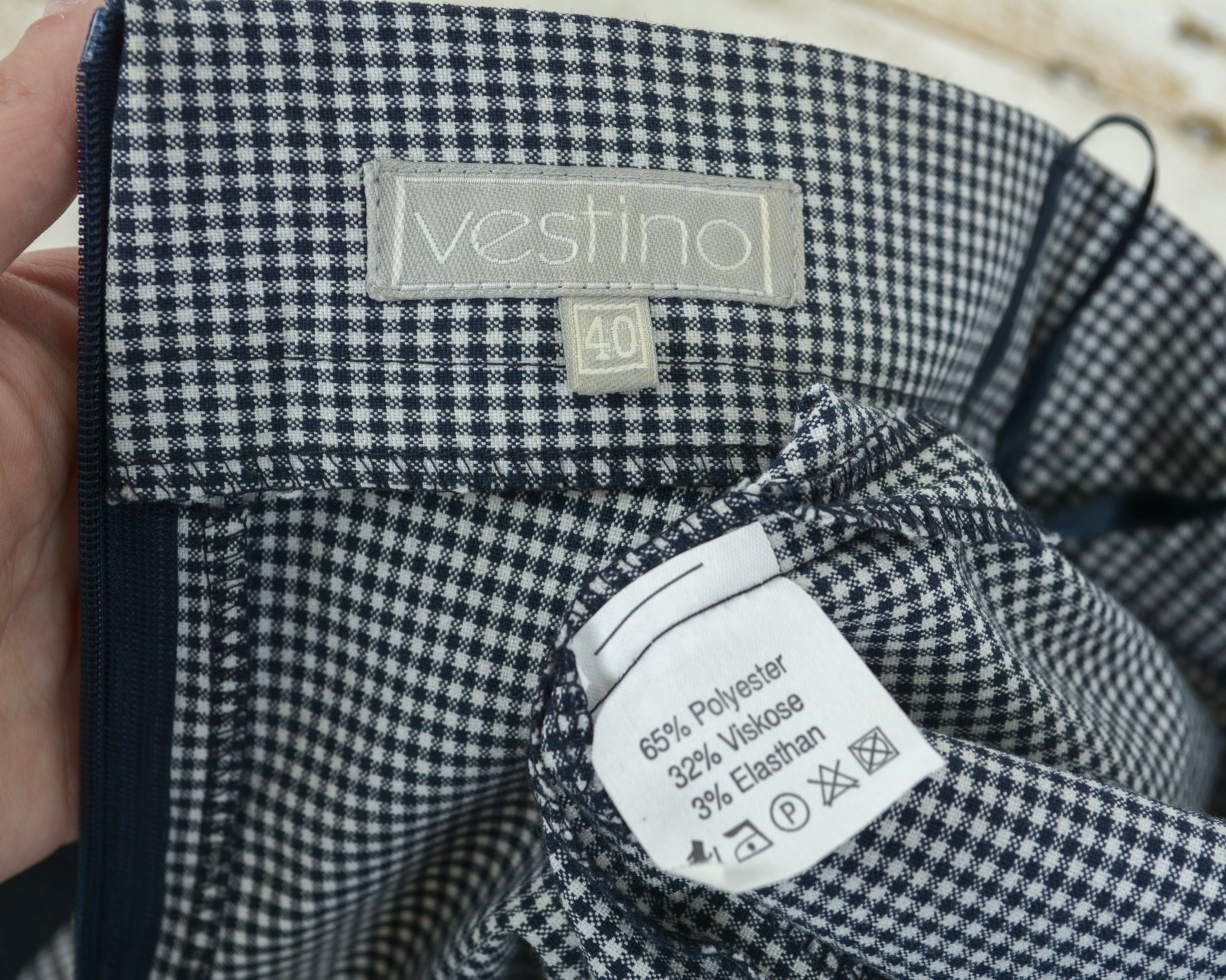 Other × Vintage VESTINO Plaid Mini Pencil Skirt Check Above The Knee Black Size 29" - 6 Thumbnail