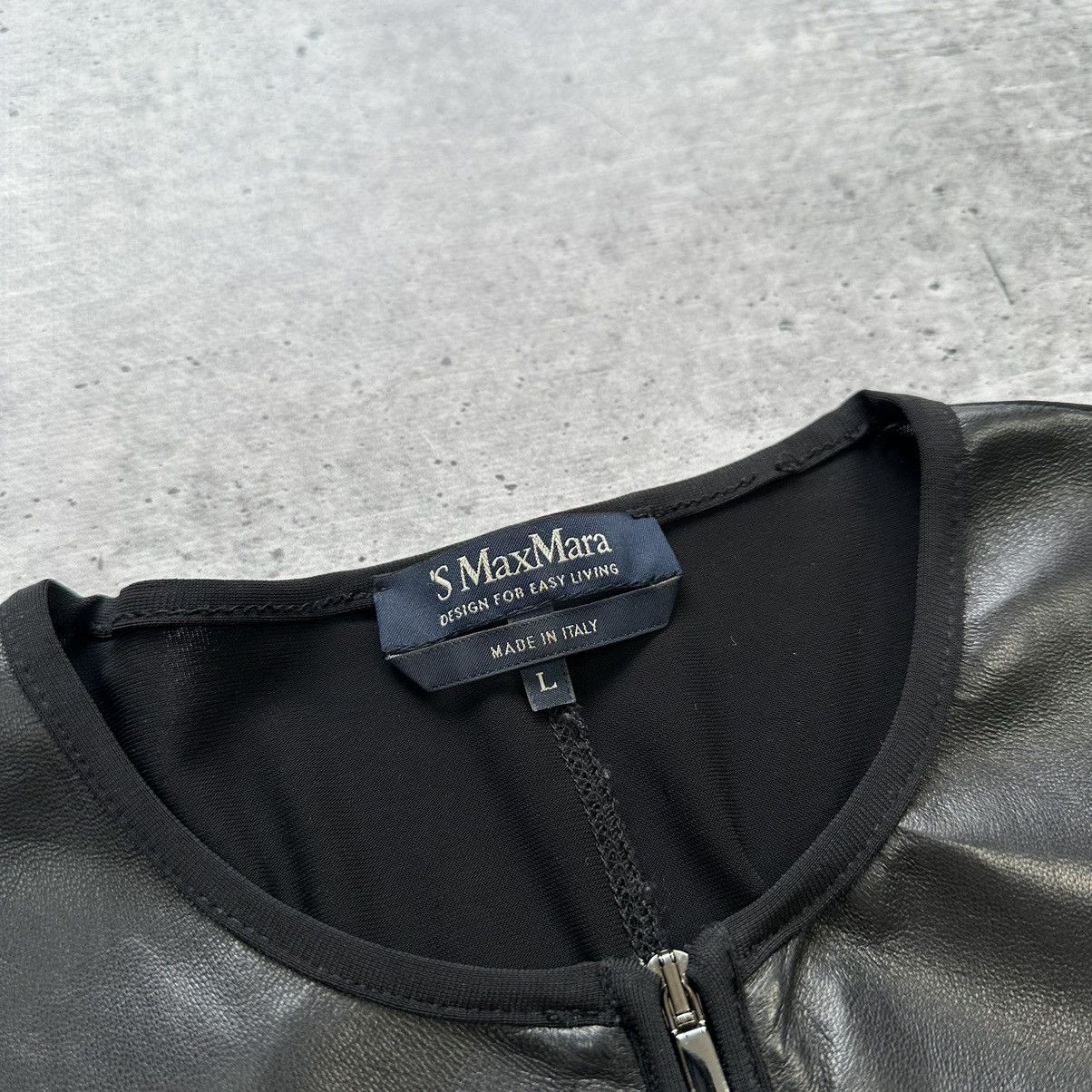 Vintage S Max Mara Leather Soft Combination Viscose Jacket Size L / US 10 / IT 46 - 6 Thumbnail
