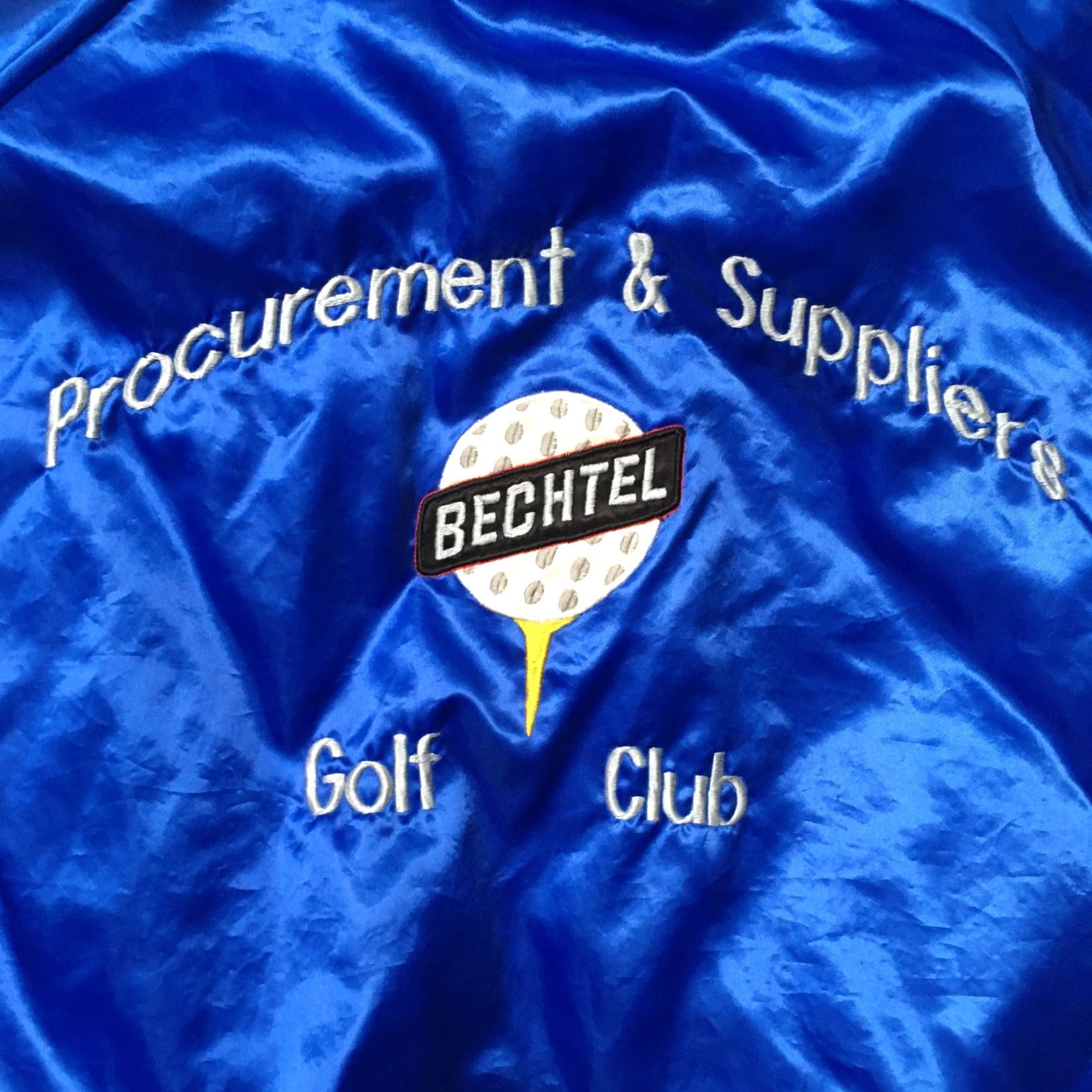 Vintage VINTAGE Auburn blue Satin Jacket BECHTEL GOLF CLUB XL USA JIM FLEECE LINED Jacket Mens XL Blue USA Satin Bomber Lined Size US XL / EU 56 / 4 - 2 Thumbnail