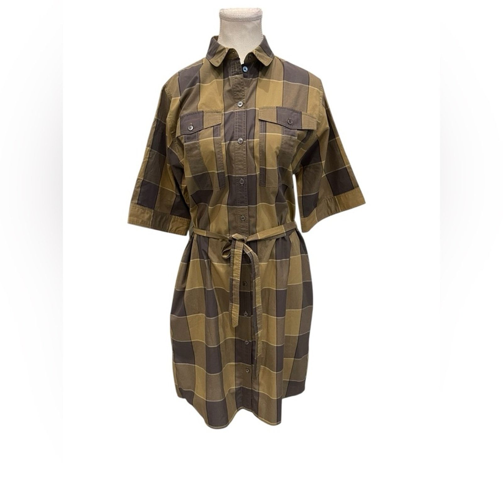 Burberry Burberry Brit Plaid Botton Down Short Sleeve PDress Sz:8 Size M / US 6-8 / IT 42-44 - 2 Thumbnail