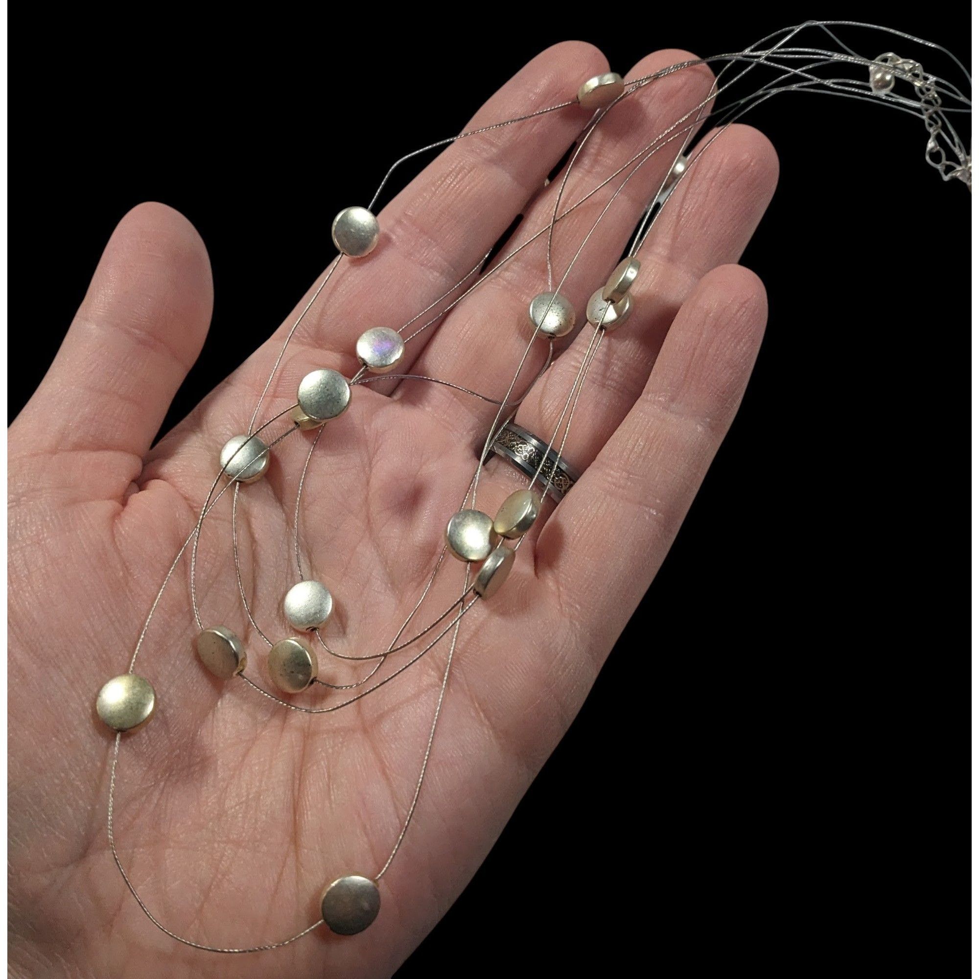 Other Metallic Disc Silver Tone Floating Multilayer Necklace Size ONE SIZE - 5 Thumbnail