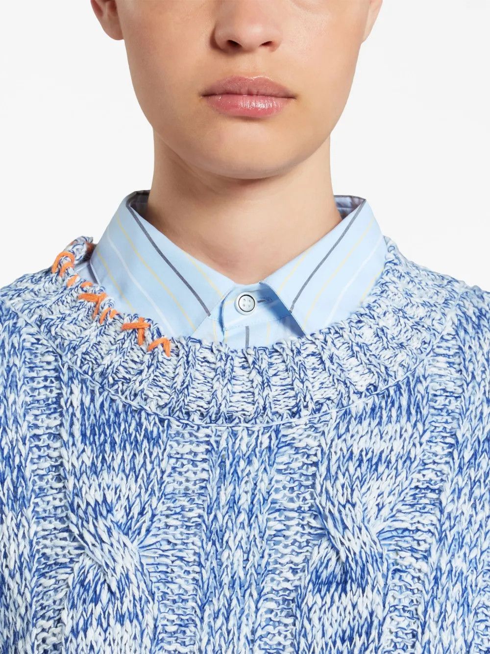 Marni o1w1db10125 Distressed Marl Knit Jumper in Royal Blue Size M / US 6-8 / IT 42-44 - 5 Thumbnail