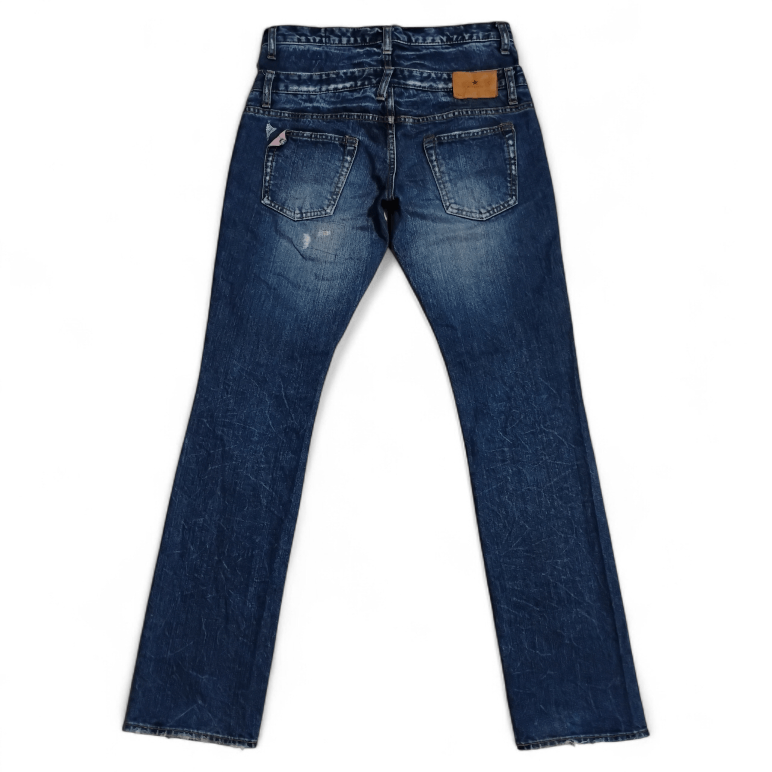 Japanese Brand Antgauge Double Waist Patchwork Ripped Distressed Jeans Size 29" - 2 Thumbnail