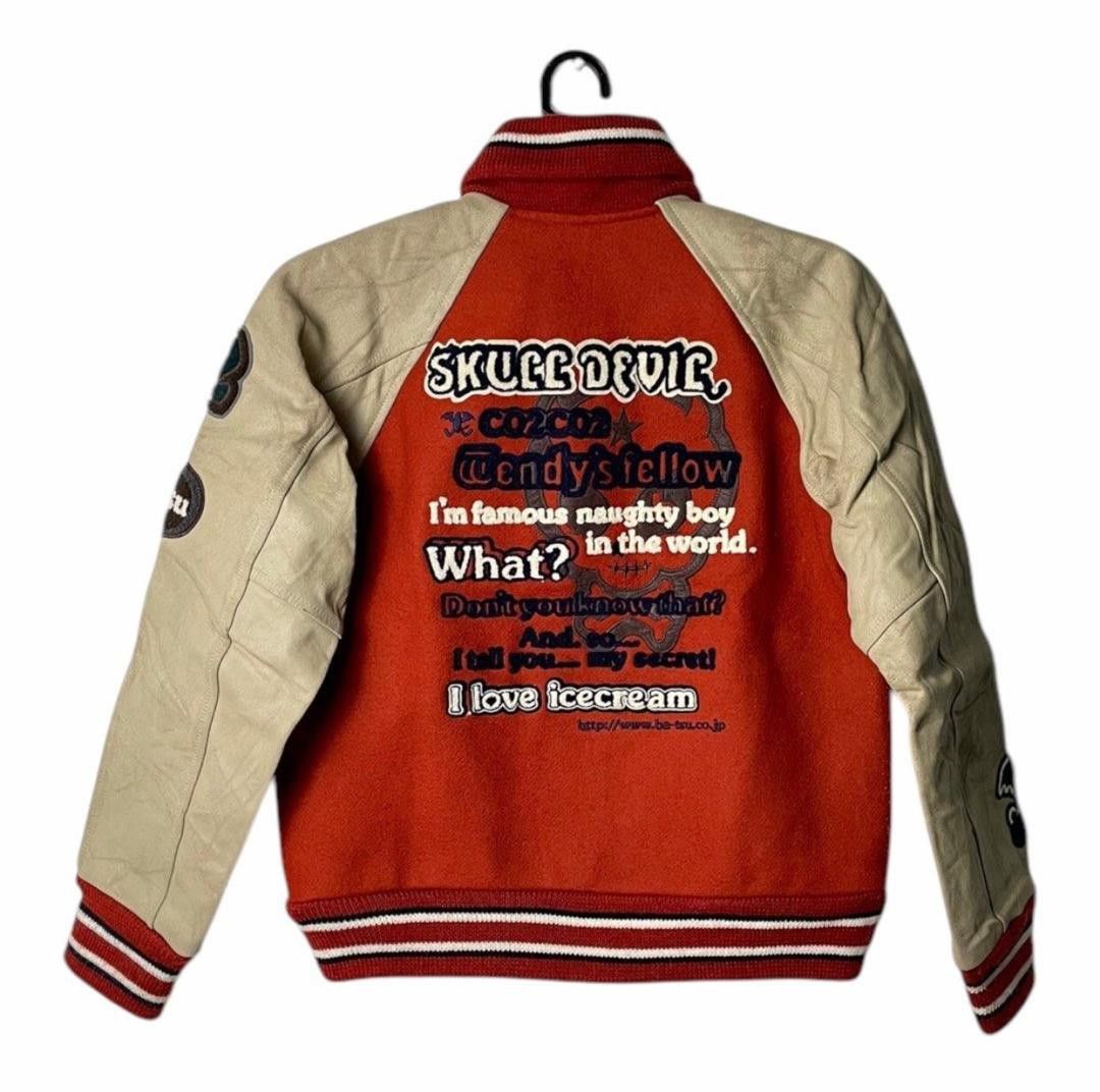 Japanese Brand Batsu Club Skull Devil Wool Leather Arm Varsity For Ladies Size US M / EU 48-50 / 2 - 2 Thumbnail
