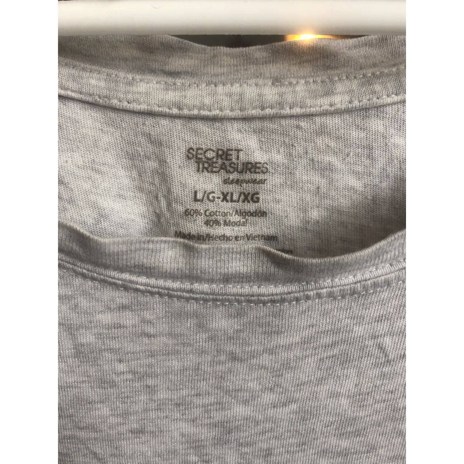 Vintage Secret Treasures Women's Pajamas Gown L Night Top Gray Cotton Blend Crew Neck Short Sleeve Lounge Size L / US 10 / IT 46 - 3 Thumbnail