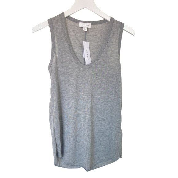 Topshop Topshop Heather Grey U-Neck Tank Top Size XS / US 0-2 / IT 36-38 - 1 Thumbnail