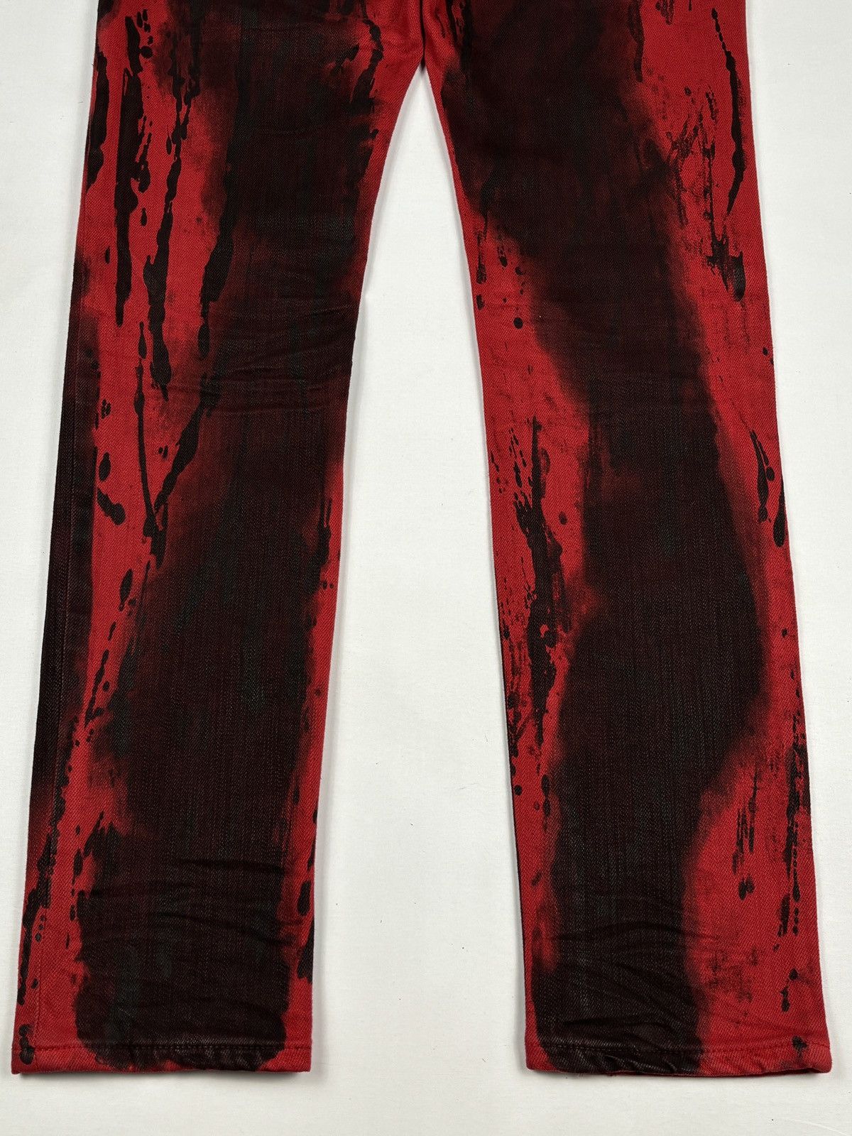 Balmain S/S 2011 Christophe Decarnin Red Washed-out Biker Jeans Size 30" / US 8 / IT 44 - 11 Thumbnail