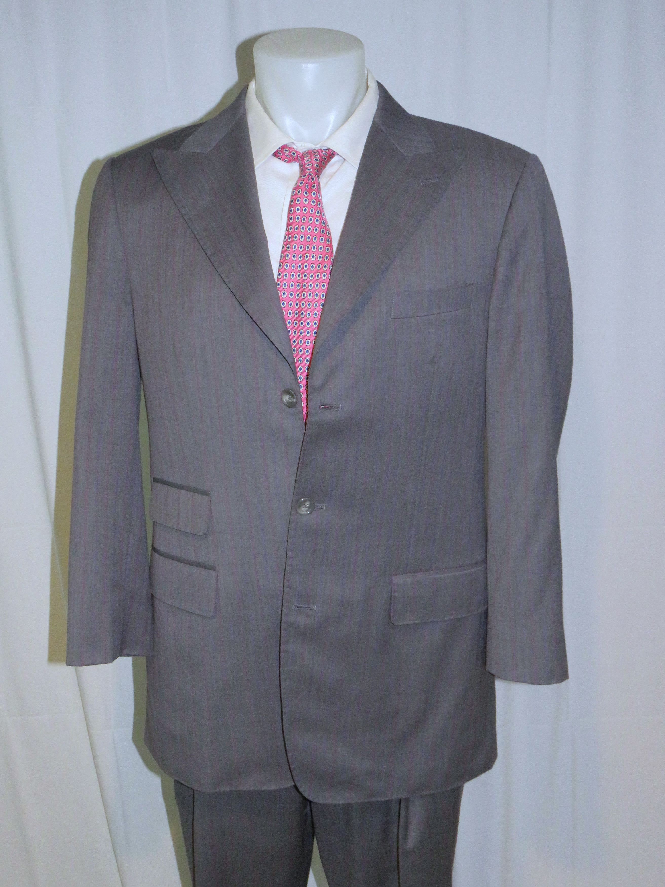 Other Morroni Custom Tailoring Gray Striped Three Button Suit 40L Size 40L - 3 Thumbnail
