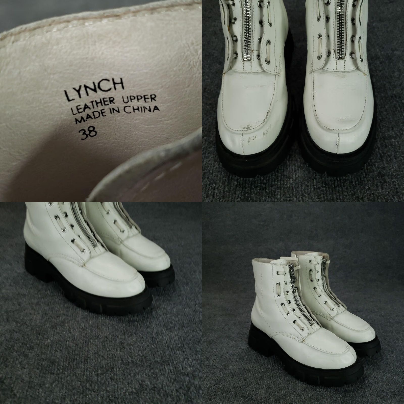 ASH ASH Lynch Boots Womens Size 7.5 White Leather Front Zip Combat Boots Mulit Lug Sole Platform Womens Shoes Size US 7.5 / IT 37.5 - 10 Thumbnail