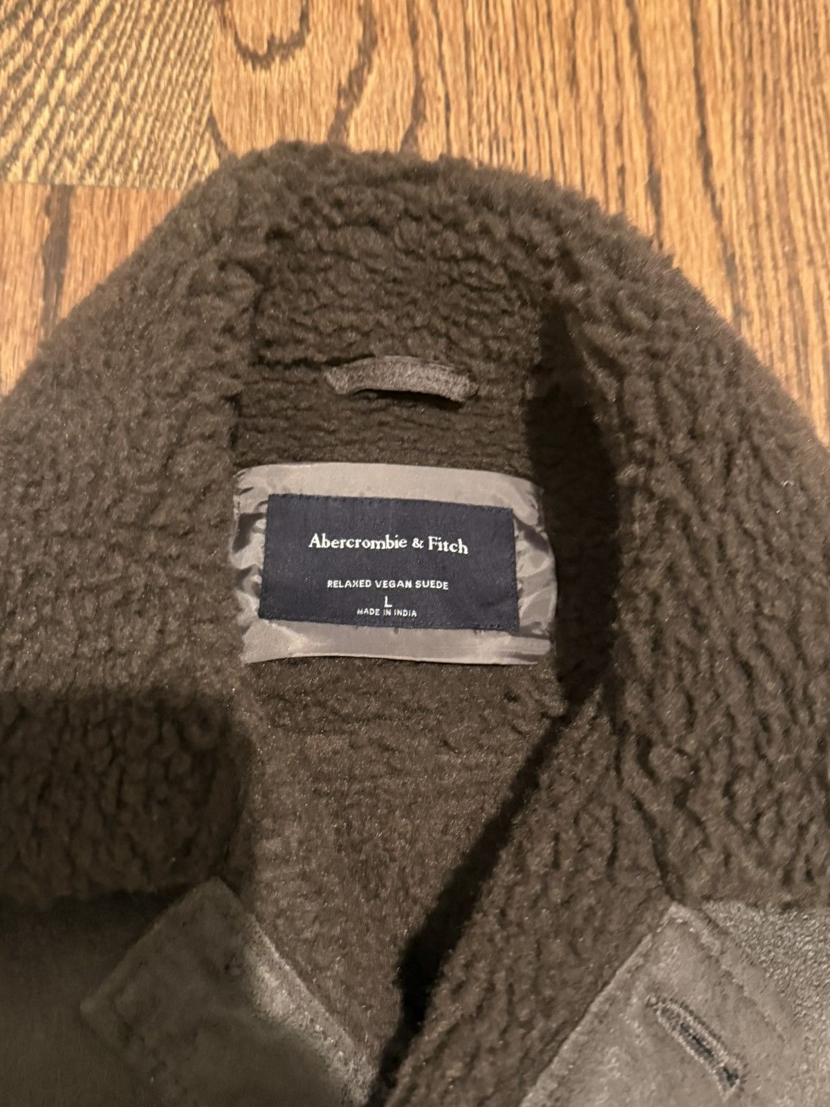 Abercrombie & Fitch Brown leather jacket with fleece lining Large, vegan suede Size US L / EU 52-54 / 3 - 2 Thumbnail