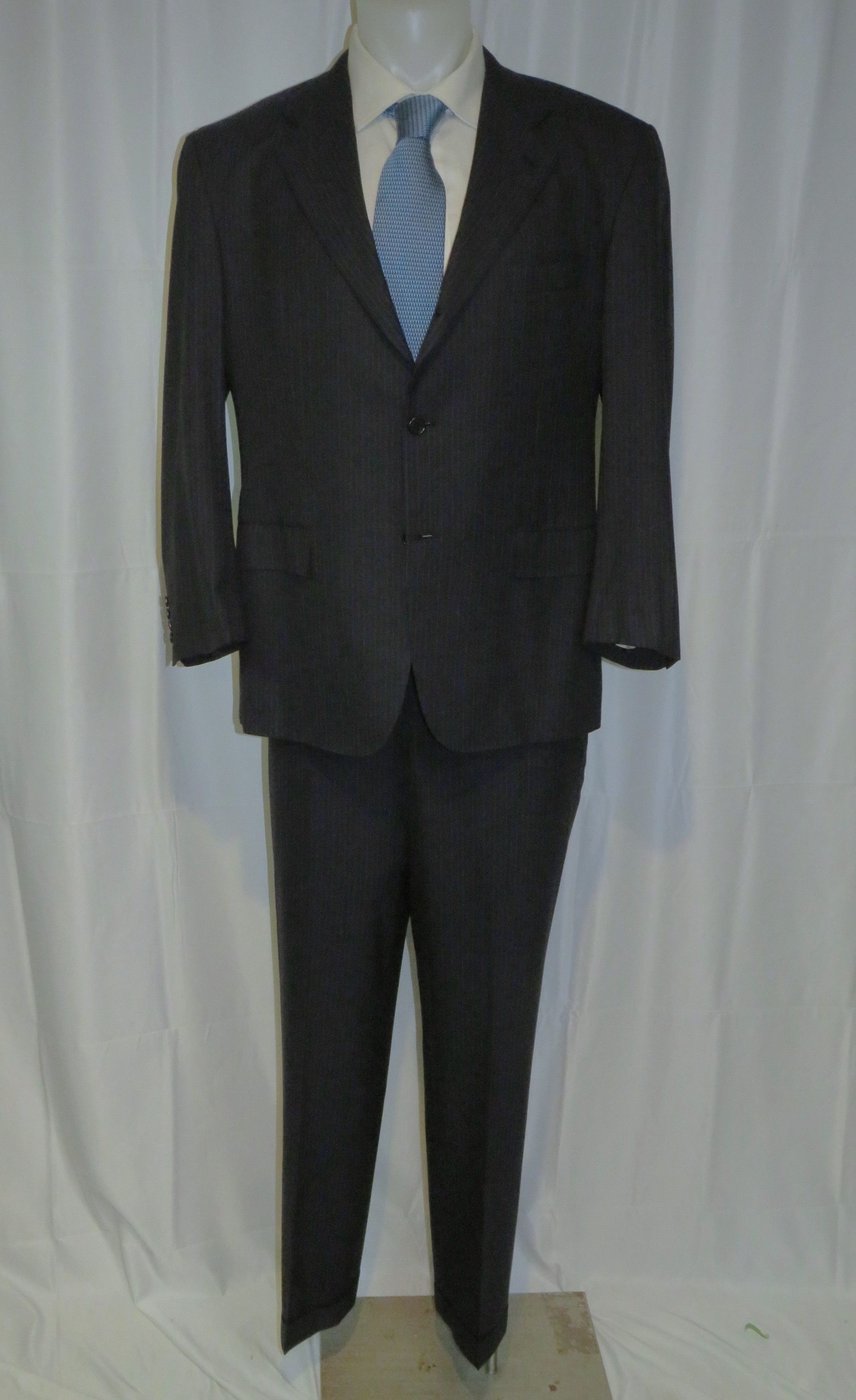 Kiton Super 180 Navy Striped Hand Made Three Button Suit 46S Size 46S - 1 Thumbnail