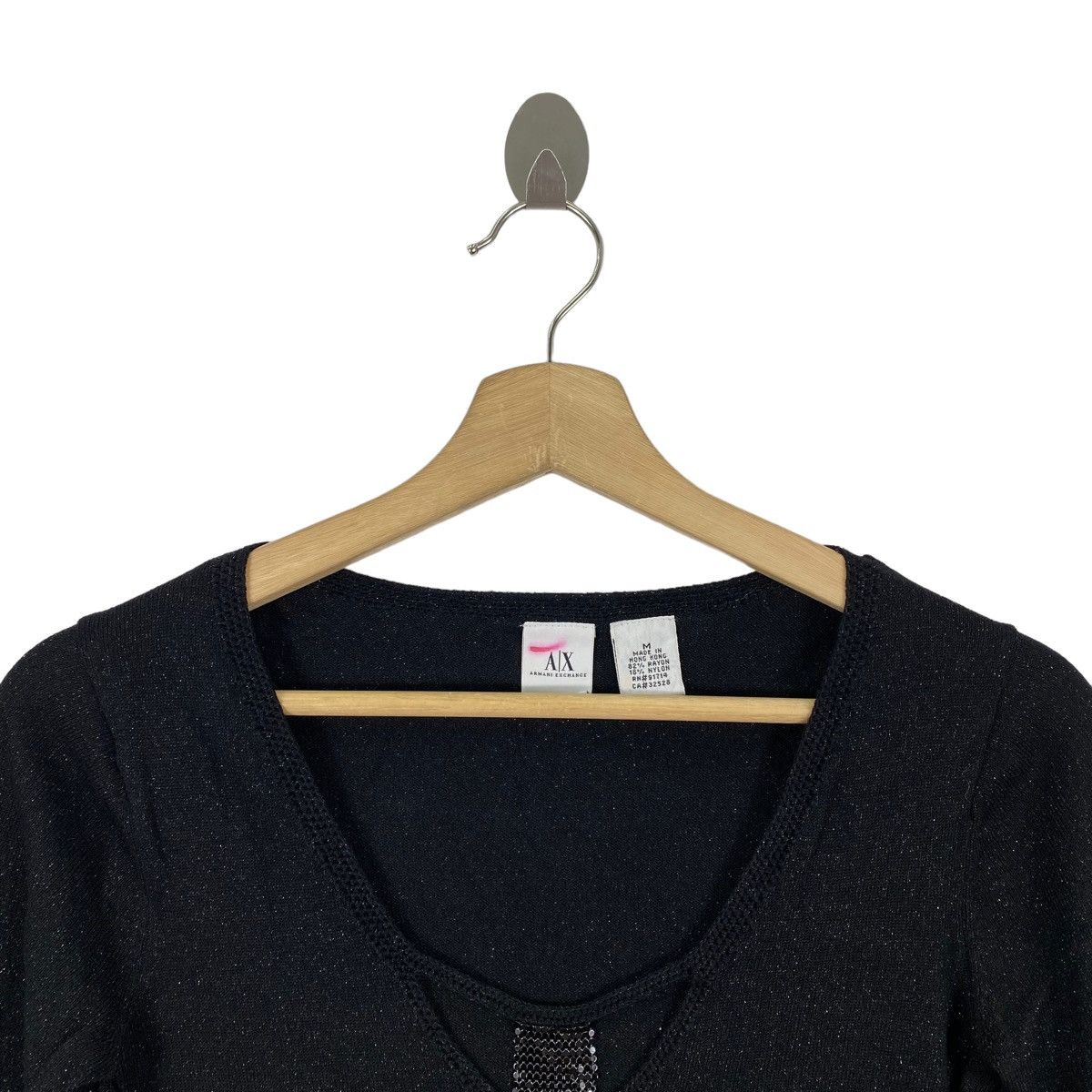 Armani × Armani Exchange × Vintage Vintage A/X ARMANI EXCHANGE Rhinestone Beads Design Black Size M / US 6-8 / IT 42-44 - 2 Thumbnail