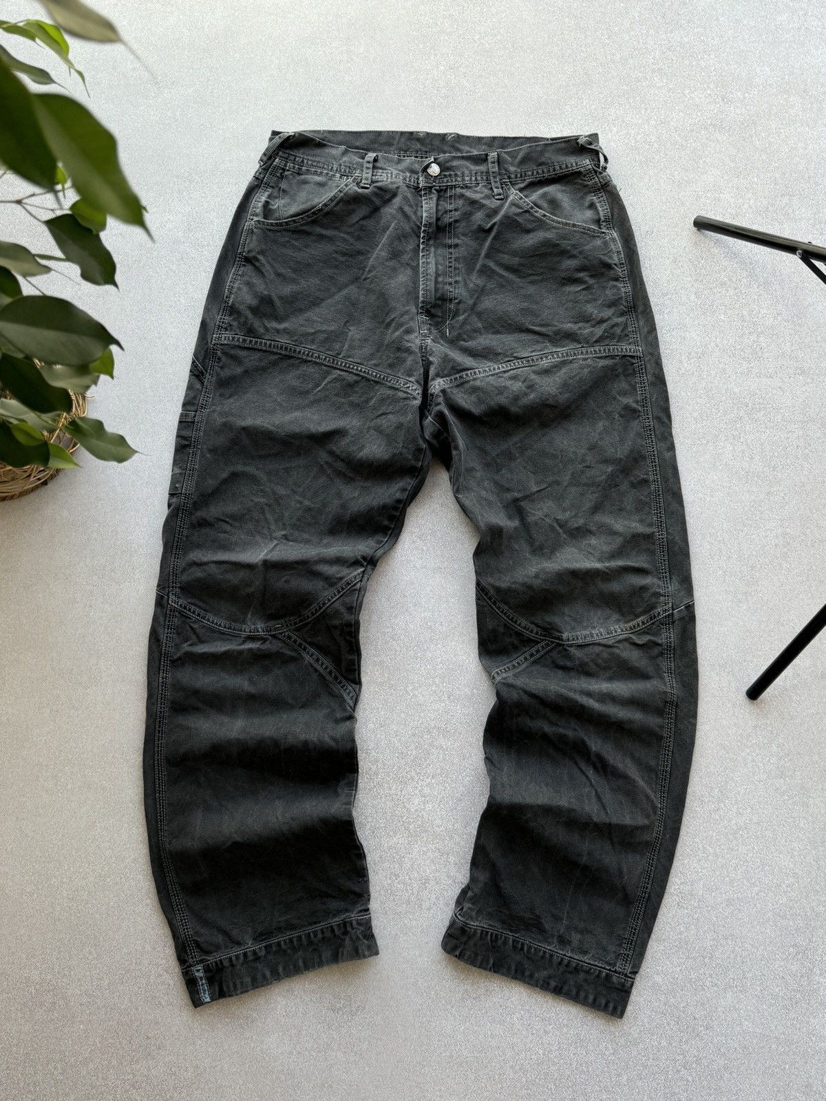 Pre-owned Diesel X Vintage Diesel Washed Distressed Carpenter Work Pants In Black