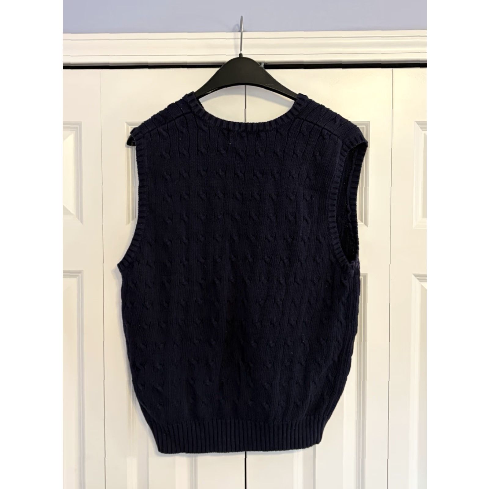 Croft & Barrow VINTAGE Croft & Barrow Sweater Vest Men Blue Large V-Neck Cable-Knit Sleeveless 90s Mens Size US L / EU 52-54 / 3 - 2 Thumbnail