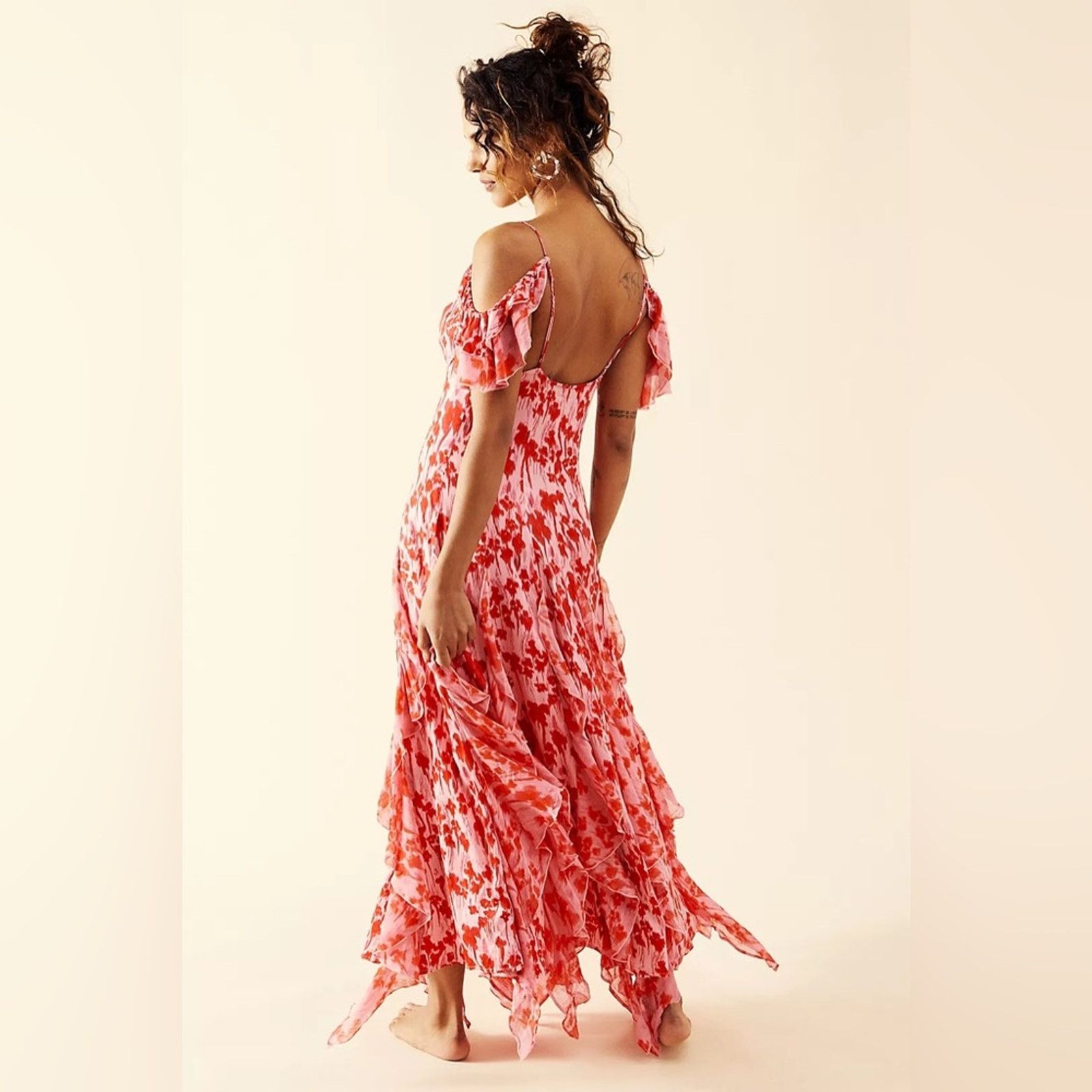 Free People Free People Endless Cascades Maxi Dress Pink & Red Floral Size L / US 10 / IT 46 - 7 Thumbnail