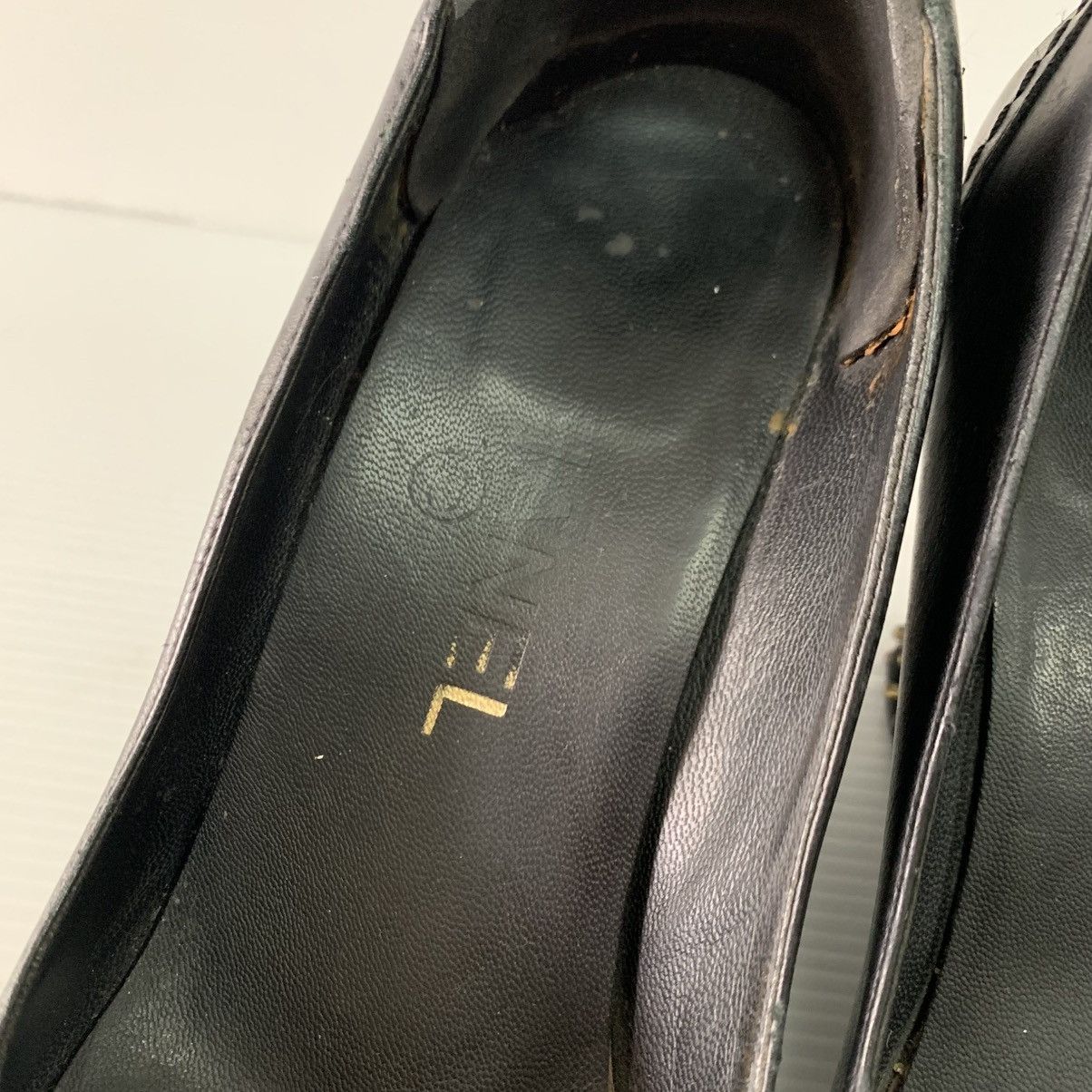 Chanel Chanel Black Leather Wedges Shoes Size US 7.5 / IT 37.5 - 12 Thumbnail