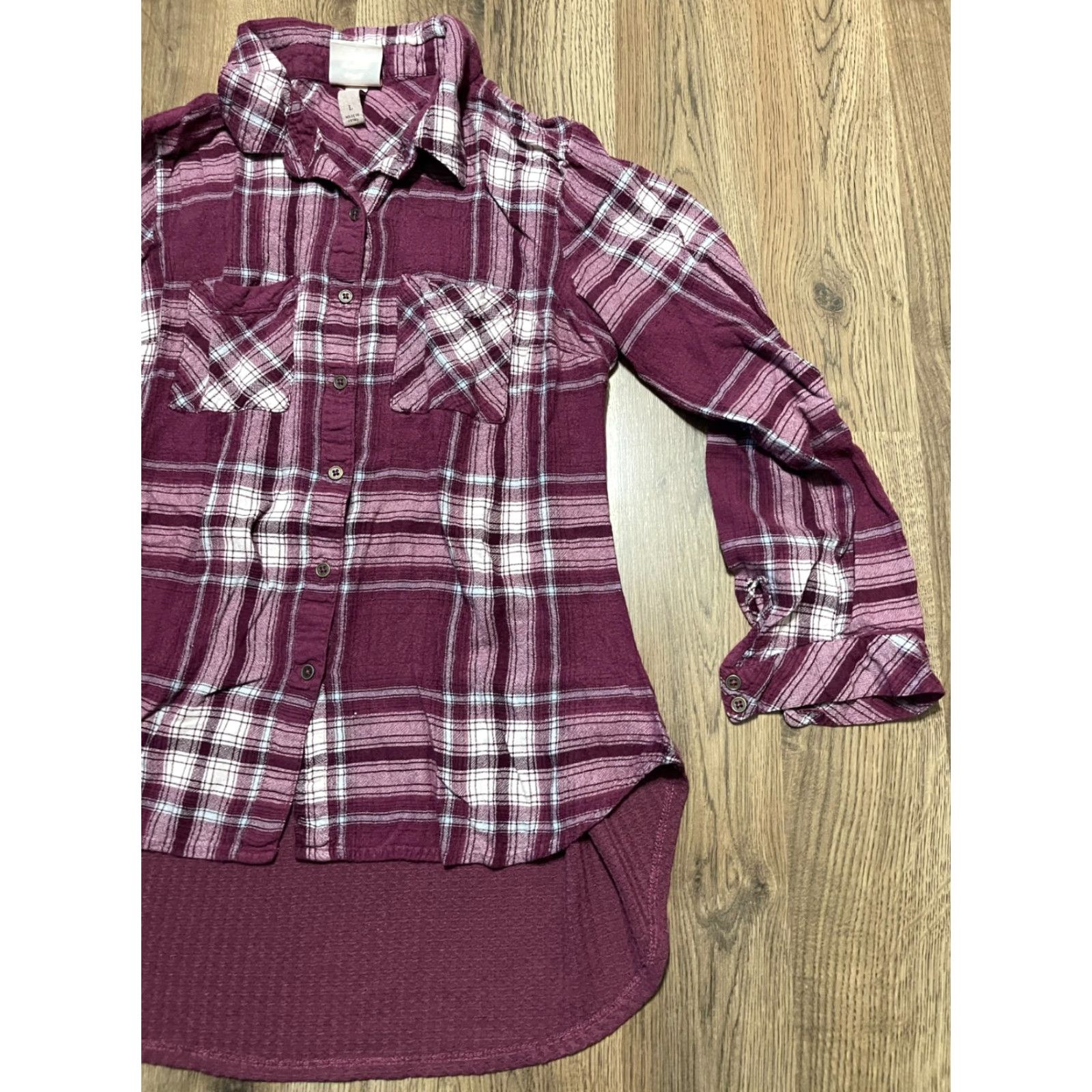 Vintage Knox Rose Shirt, Women's Large Button Up, Plaid White Purple, Duck Tail Size L / US 10 / IT 46 - 4 Thumbnail