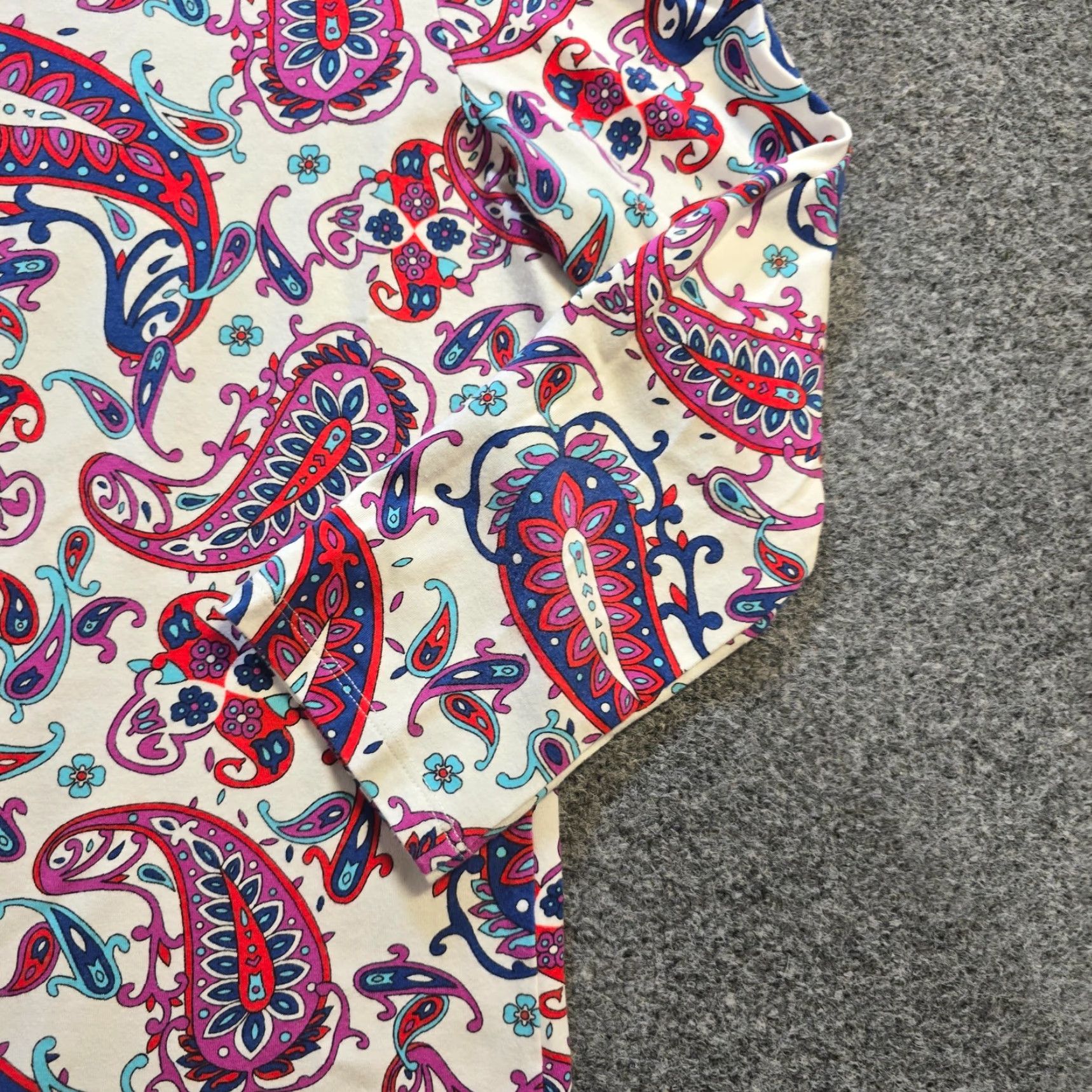 Talbots Talbots Top Womens Size Small White Pink Paisley Boat Neck Stretch Casual Preppy Shirt Size S / US 4 / IT 40 - 3 Thumbnail