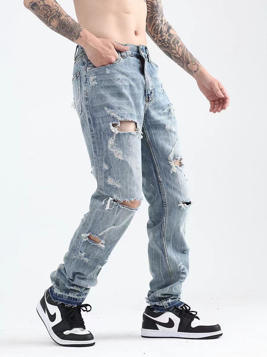 Japanese Brand × Vintage High Street Hip Hop Casual Straight Ripped Jeans Size US 30 / EU 46 - 3 Thumbnail