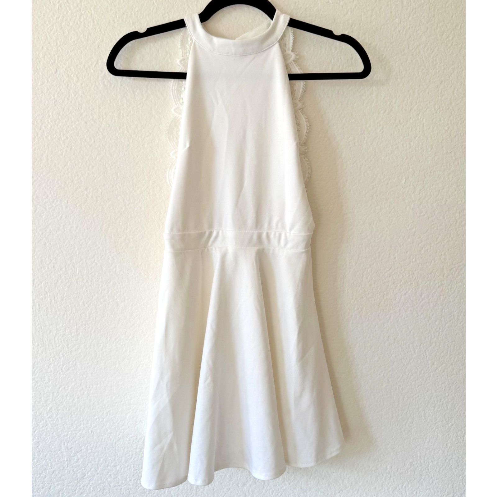 Other White Halter Dress Crochet Lace Open Back Mini Bridal Shower Size S / US 4 / IT 40 - 1 Thumbnail