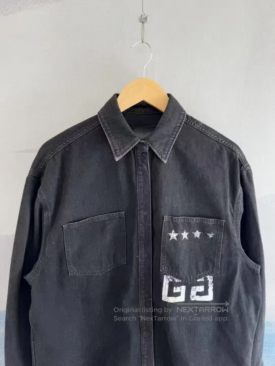 Givenchy Givenchy Black Five-pointed Star 4G Distressed Denim Shirt Size XS / US 0-2 / IT 36-38 - 2 Thumbnail
