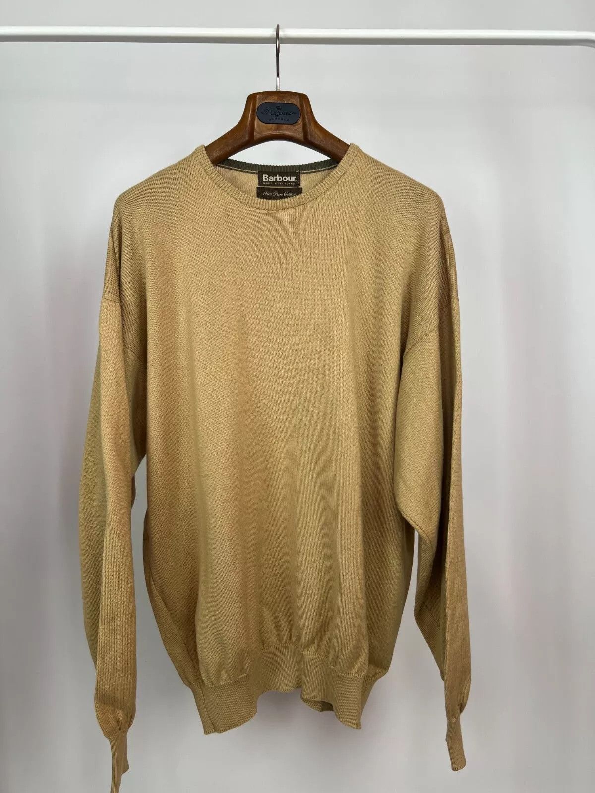 Barbour Barbour Men's Leith Cotton Crew Neck Sand Sweater Size US XXL / EU 58 / 5 - 1 Thumbnail