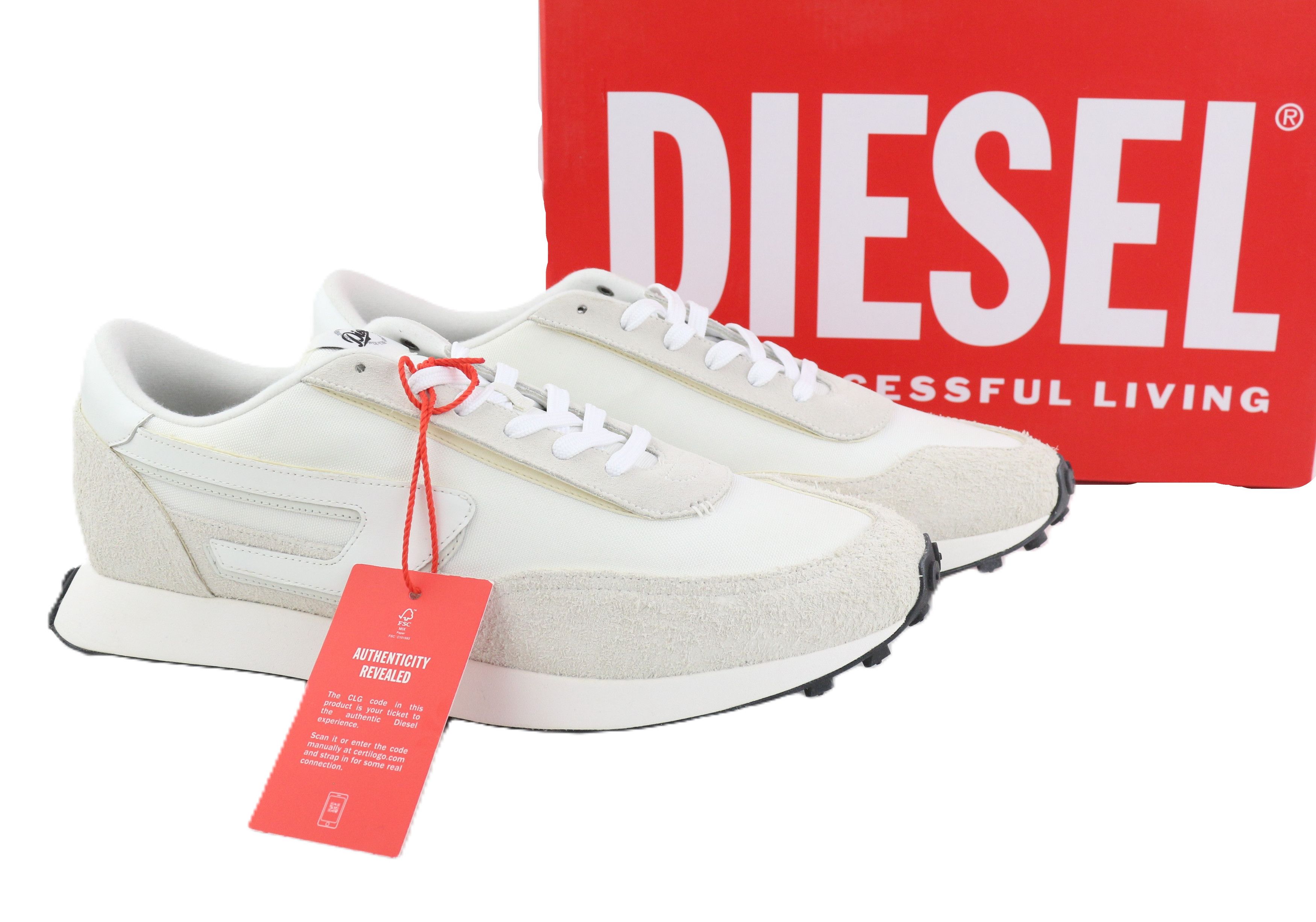 Diesel S-RACER-LC EU45 White Leather Details 40584 Size US 12 / EU 45 - 3 Thumbnail