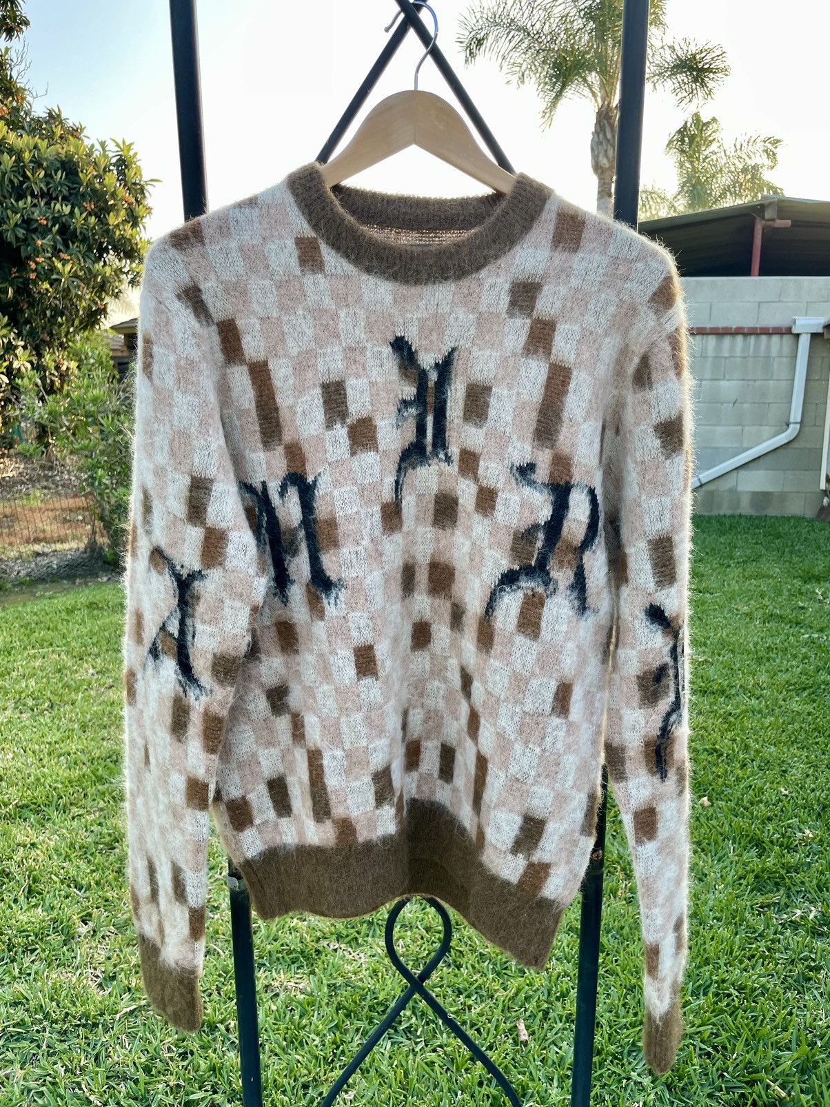 image of Amiri Oversized Mohair Alpaca Sweater in Brown, Men's (Size Small)