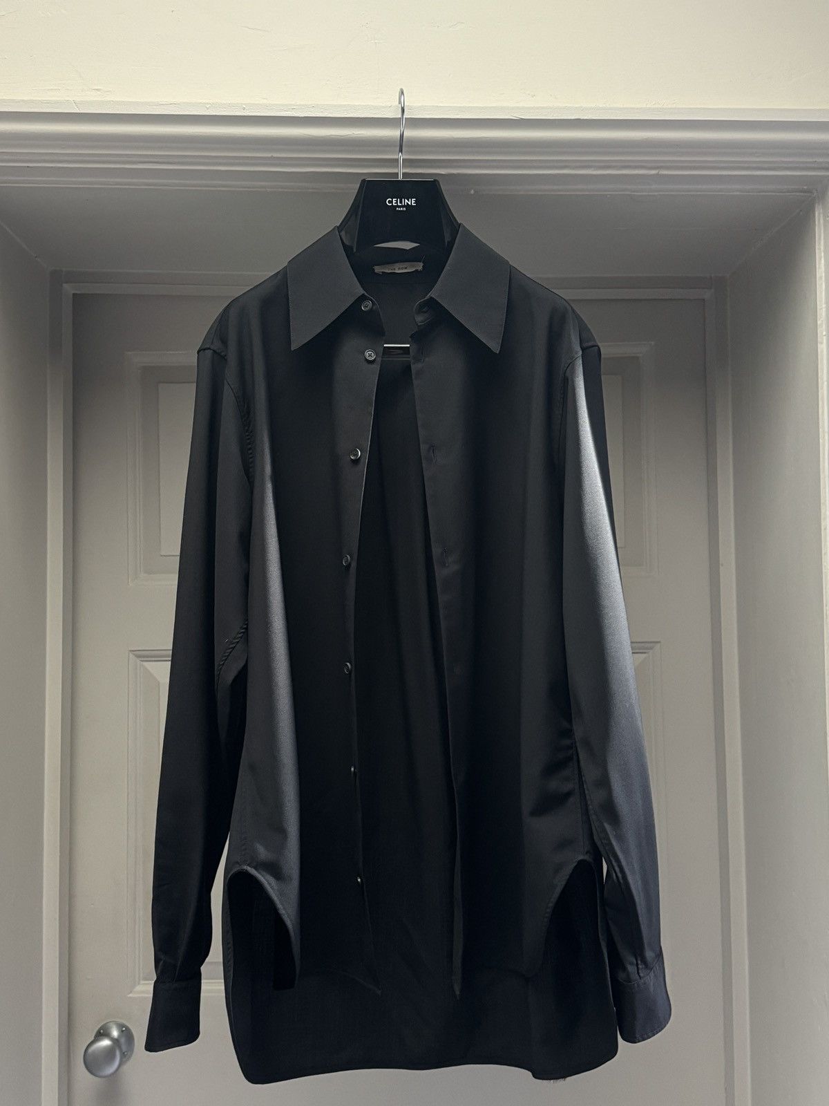 The Row The Row Mens Kroner Black Shirt in Wool and Mohair Small Size US S / EU 44-46 / 1 - 3 Thumbnail
