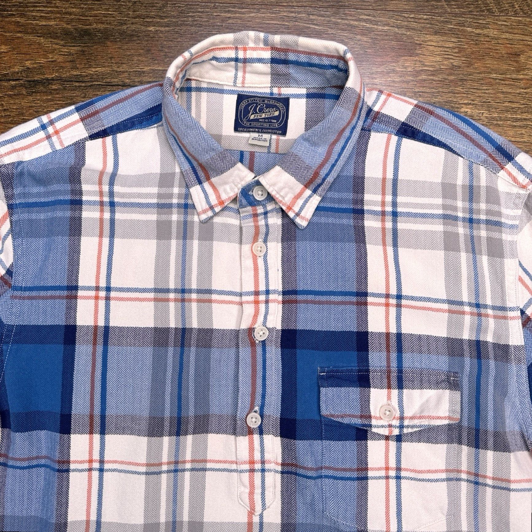 J.Crew J.CREW Shirt Mens M Button-Up Flannel Plaid Long Sleeve Blue Cotton Pocket Vintage? No. Size US M / EU 48-50 / 2 - 4 Thumbnail