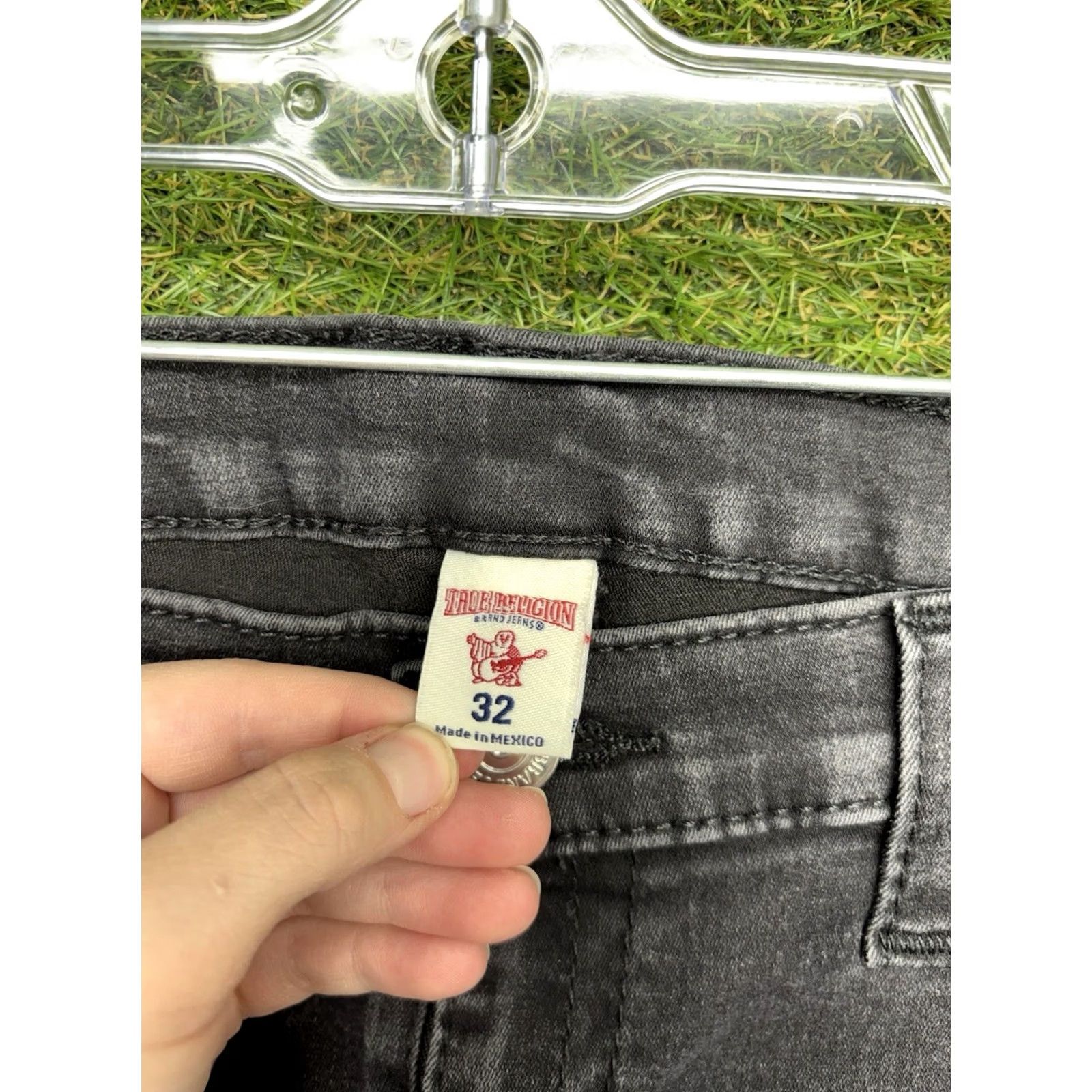 True Religion True Religion Jeans Womens 32 Black Halle Crystal Skinny Distressed Mid Rise Ankle Zip 5-Pocket Dark Wash World Tour Halle Womens Slim Jeans Size 24" / US 00 / IT 34 - 5 Thumbnail