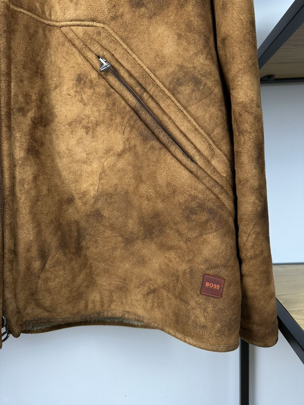 Hugo × Hugo Boss × Vintage HUGO BOSS Tan Faux Sheepskin Fleece Jacket B3 Style Coat Men Size US XXL / EU 58 / 5 - 5 Thumbnail