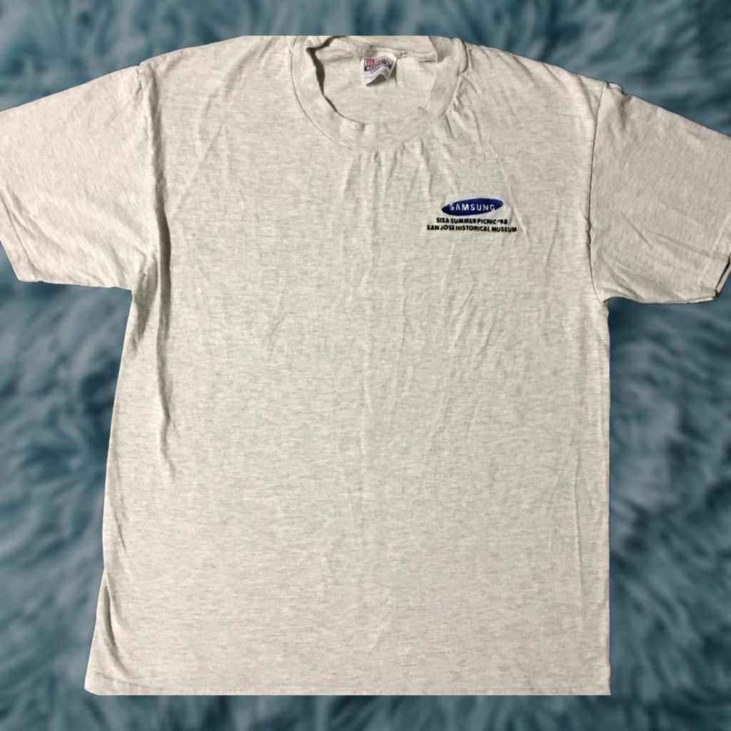 Samsung VINTAGE Samsung Faded Shirt L Gray Cotton Shirt Mens 90s Y2K Cell Phone Tech Retro Rock MTV Grunge Vintage 90s Size US L / EU 52-54 / 3 - 1 Thumbnail