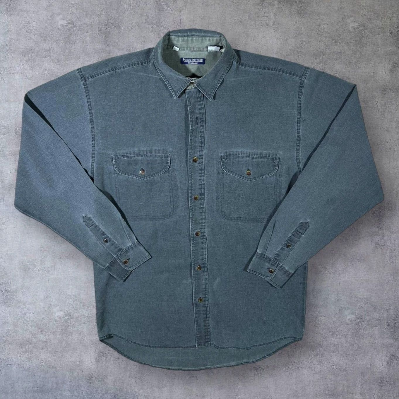 Bugle Boy VINTAGE Bugle Boy Shirt Men Classic Washed Grey Cotton Blend Long Sleeve Button-Up Medium Mens Size US M / EU 48-50 / 2 - 2 Thumbnail