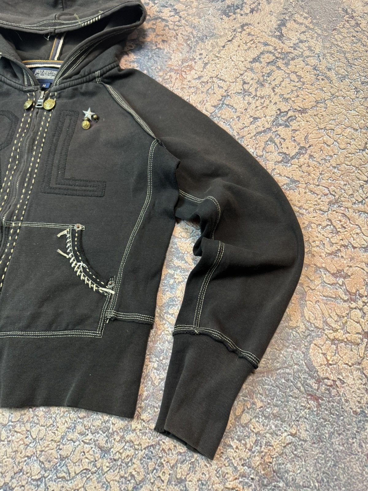 Polo Ralph Lauren Y2K Polo Ralph Lauren White Stitch Big Logo Zip Up Hoodie Size M / US 6-8 / IT 42-44 - 5 Thumbnail