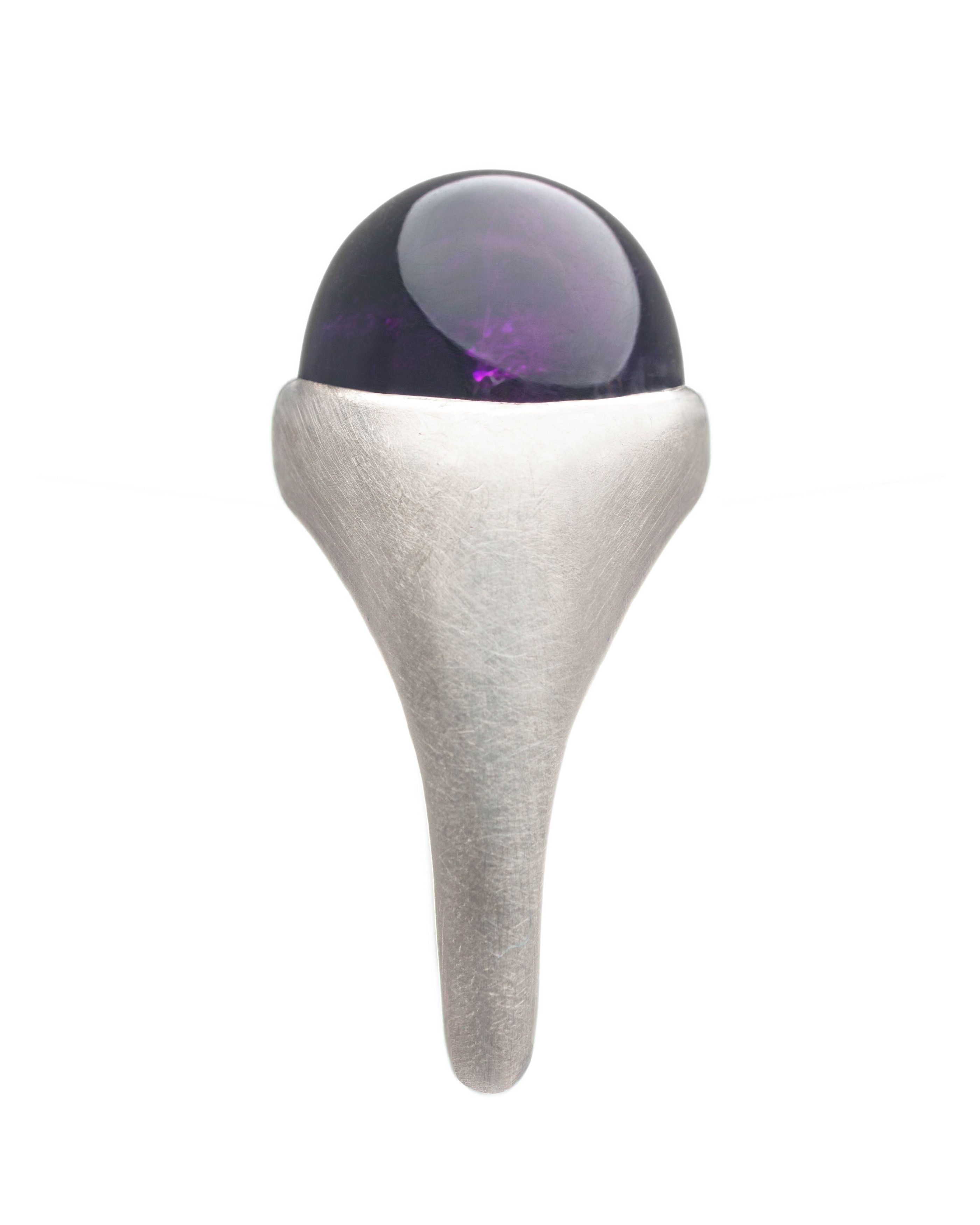 Other KAI / Silver Amethyst Ring - Hand-Cut Cabochon Size ONE SIZE - 5 Thumbnail