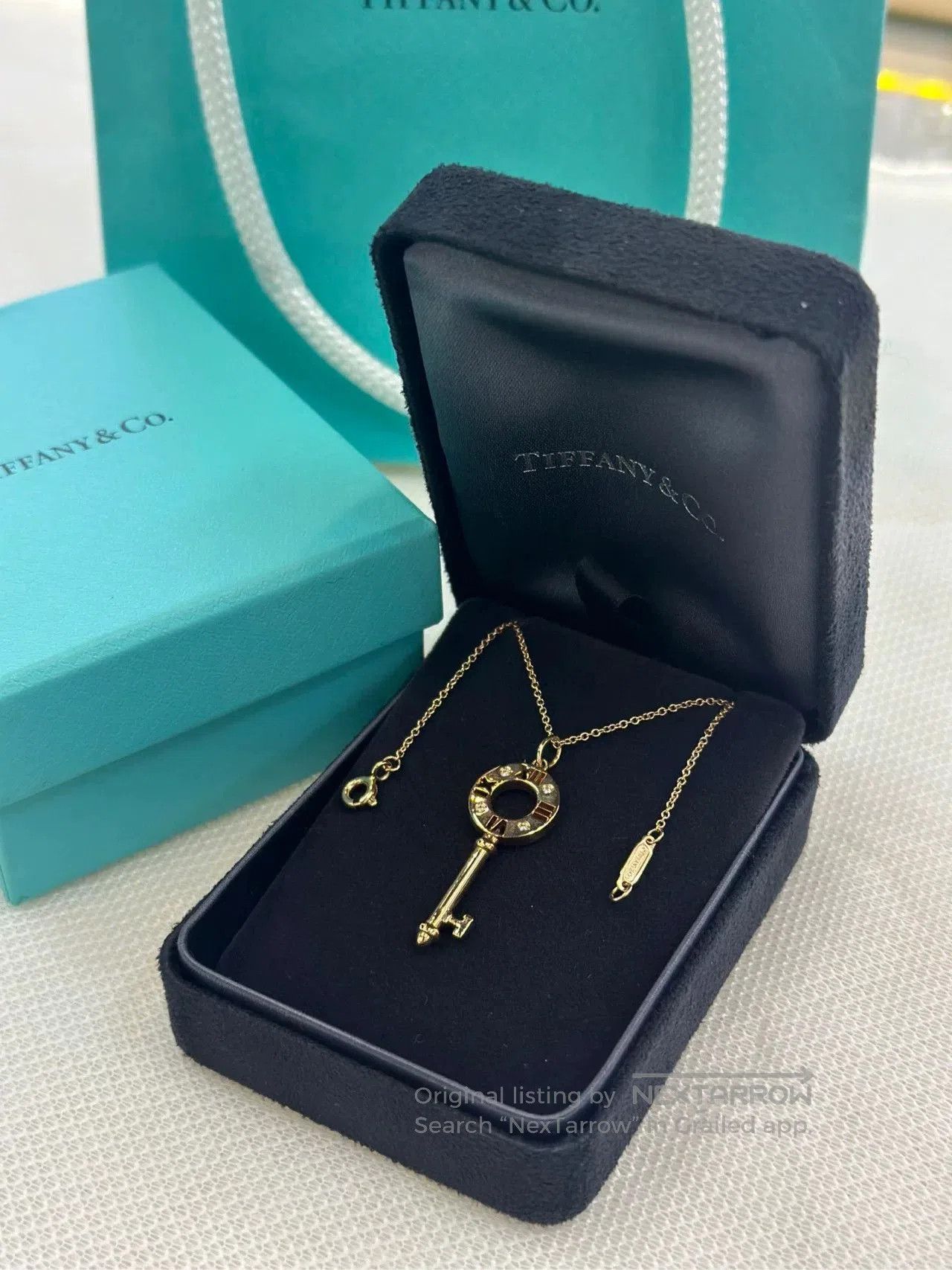 Tiffany & Co. Tiffany&Co 18k Rose Gold Diamond Key Necklace. Size ONE SIZE - 3 Thumbnail