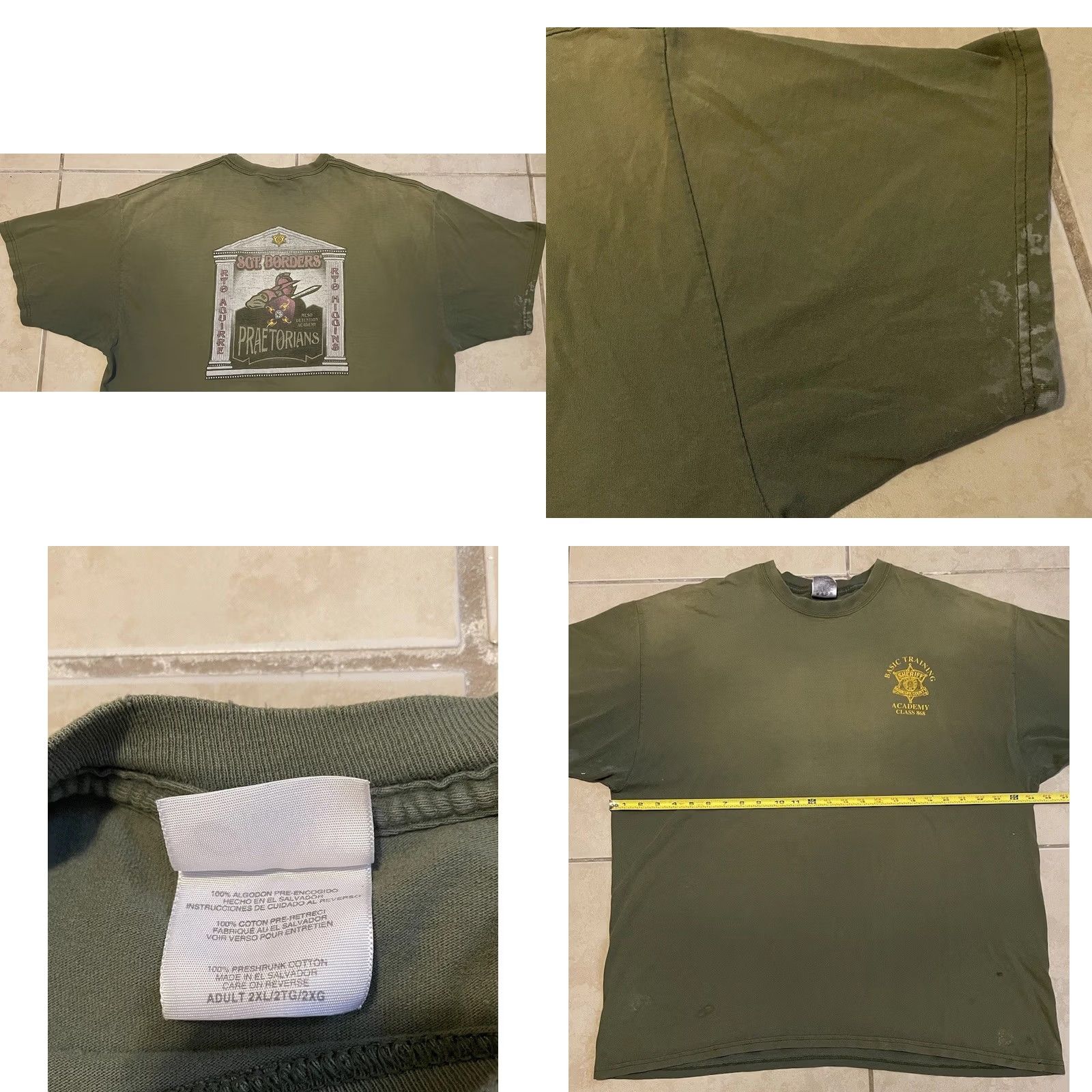 Vintage VINTAGE Maricopa County Sheriff Academy Faded Distress Shirt 3X Green 80s 90s College T-Shirt Mens Short Sleeve Crew Neck Graphic Tee Size US XXL / EU 58 / 5 - 10 Thumbnail