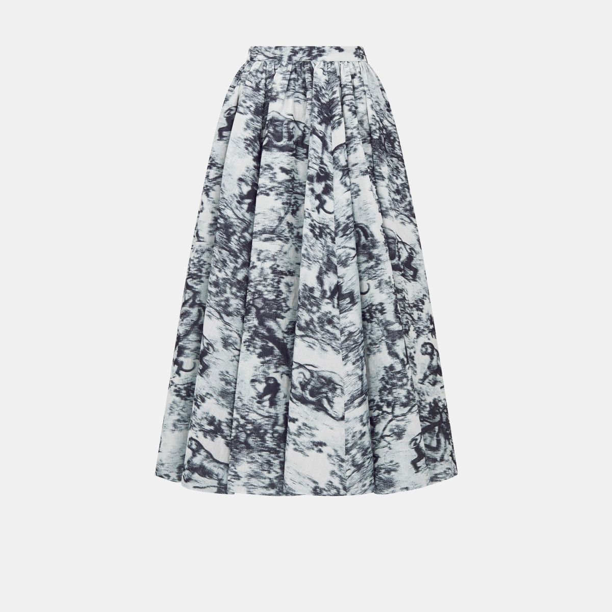 o1bcso1str0225 Flared Mid-Length Skirt in Ecru/Blue