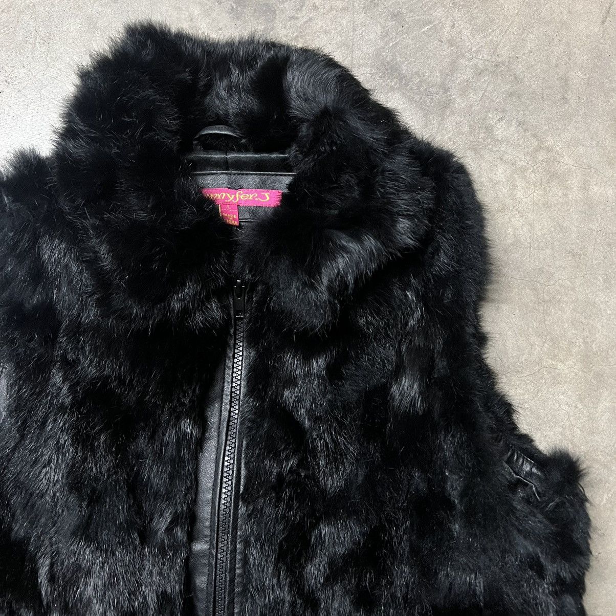 Vintage Y2K Jennyfer. J Black Goth/Grunge Rabbit Fur Vest