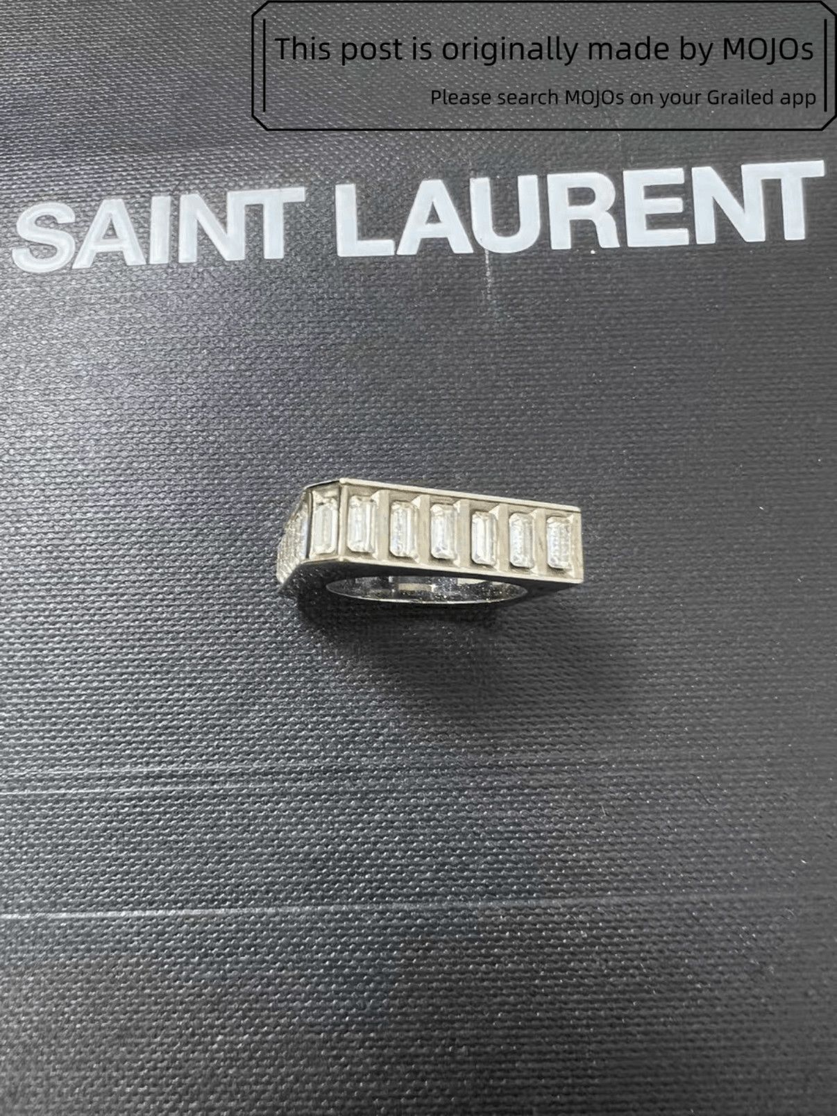 Sz 6 Saint Laurent Paris Silver Gem Ring mojos173011