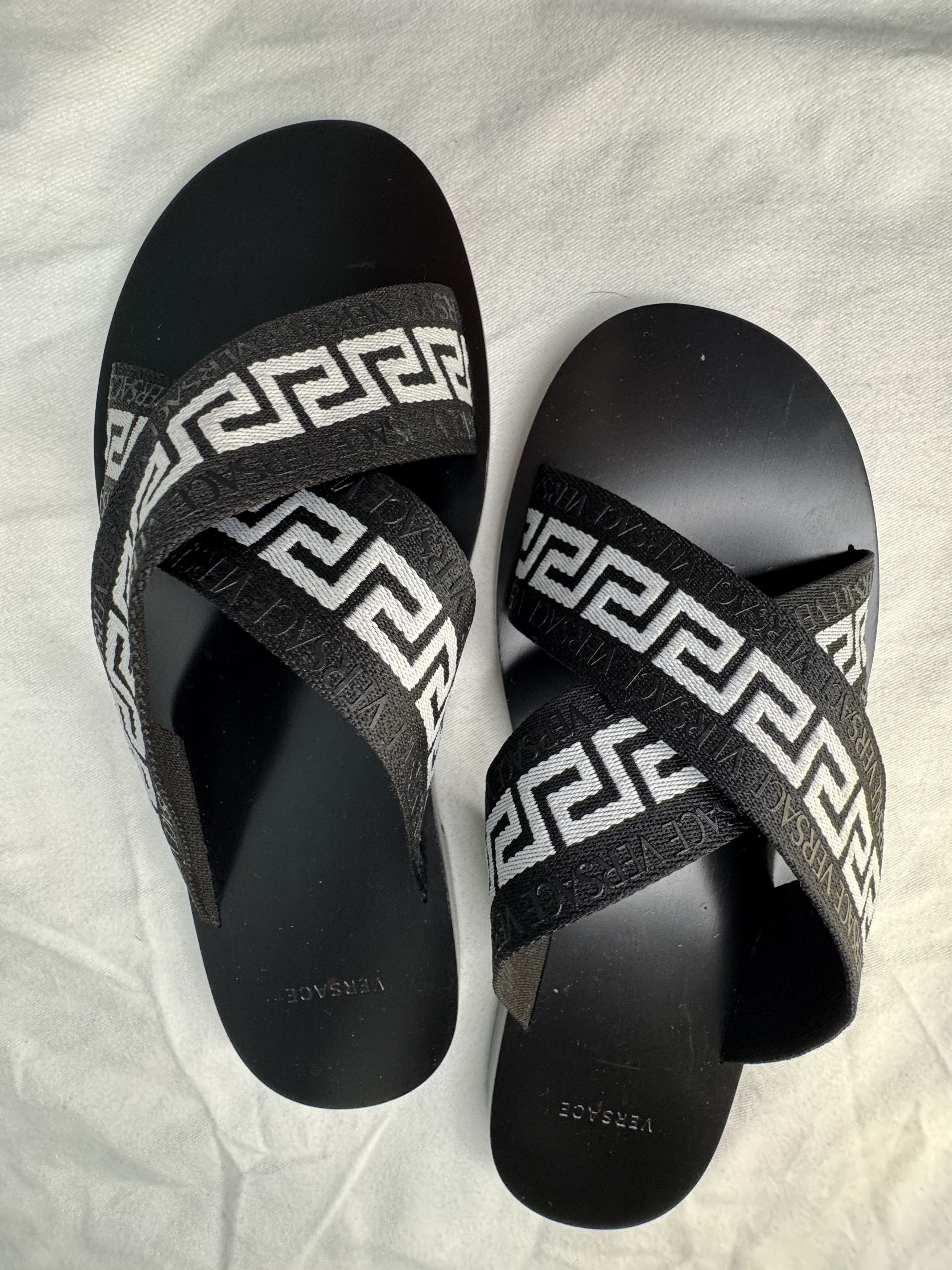 Versace Versace Black/White Greca Sandals Size US 9.5 / EU 42-43 - 3 Thumbnail