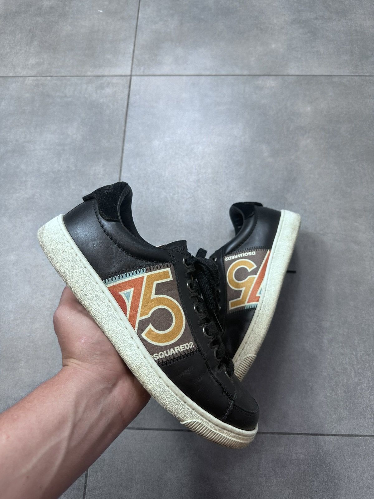 Dsquared2 Dsquared2 Black Men’s Leather Sneakers Size EUR 40,5 Size US 8.5 / EU 41-42 - 1 Thumbnail