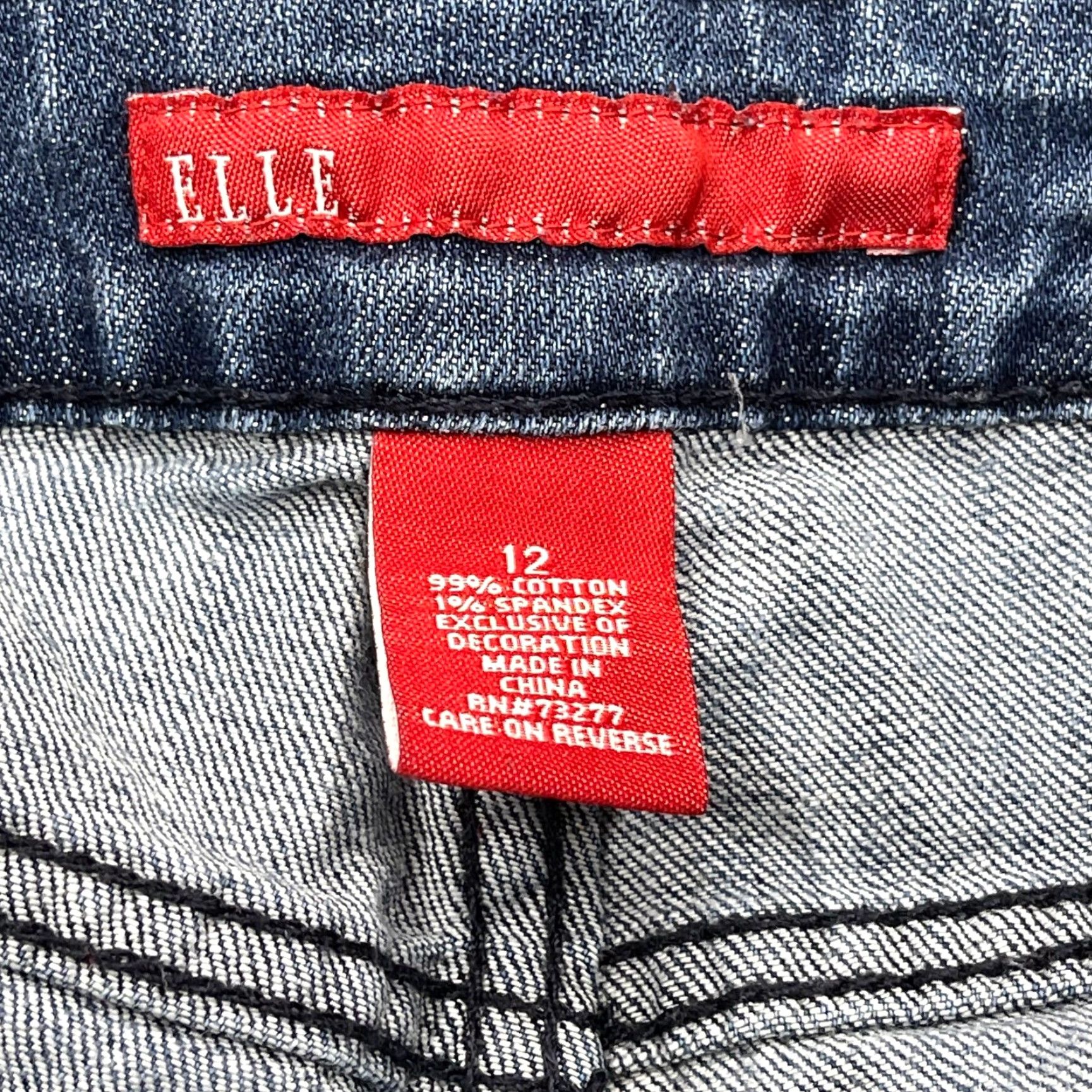 Vintage ELLE Jeans Women Size 12 Blue Medium Wash Denim Mid Rise Cotton Blend 5-Pocket Design Regular Womens Jeans Size 24" / US 00 / IT 34 - 3 Thumbnail