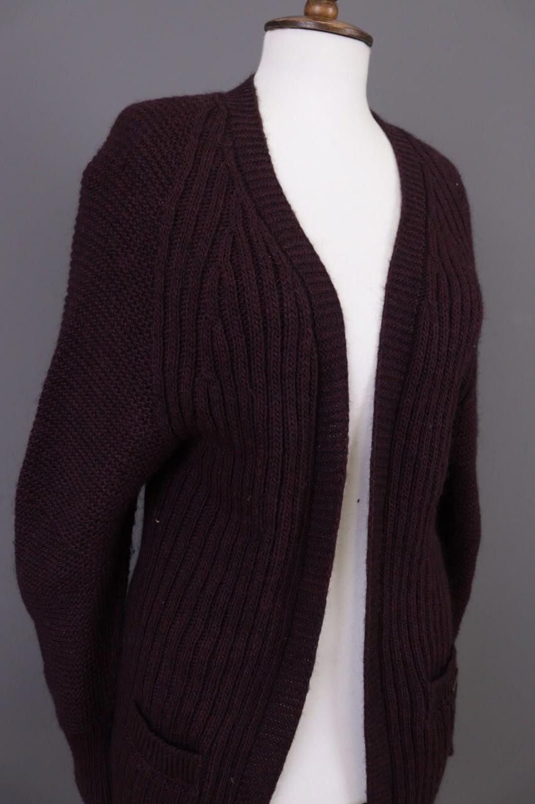 Designer Cop Copine Brown Open Front Wrape Cardigan Sweater Coat Size L / US 10 / IT 46 - 6 Thumbnail