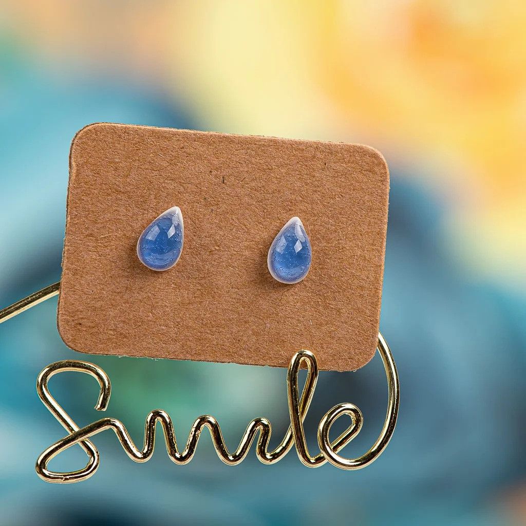Jewelry Small Water Drop Stud Earrings Ceramic Ear Gift For Her Size ONE SIZE - 1 Thumbnail