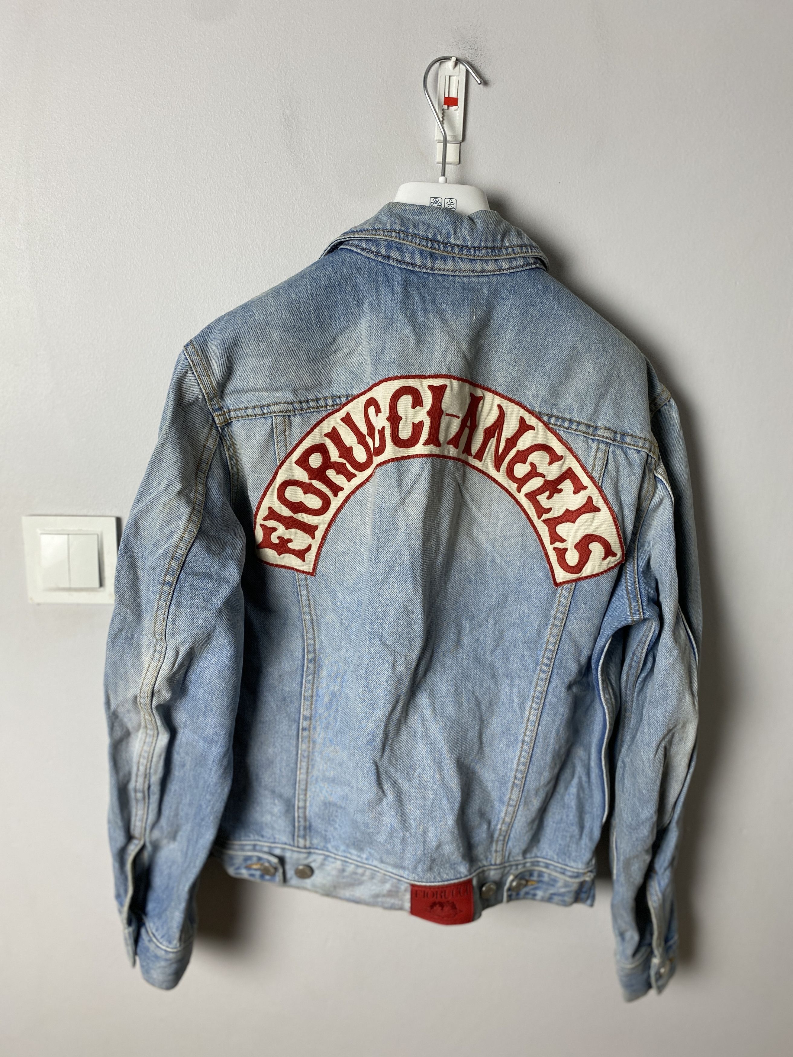 image of Fiorucci Nico Oversize Trucket Jacket Denim Big Logo in Light Blue, Women's (Size Small)