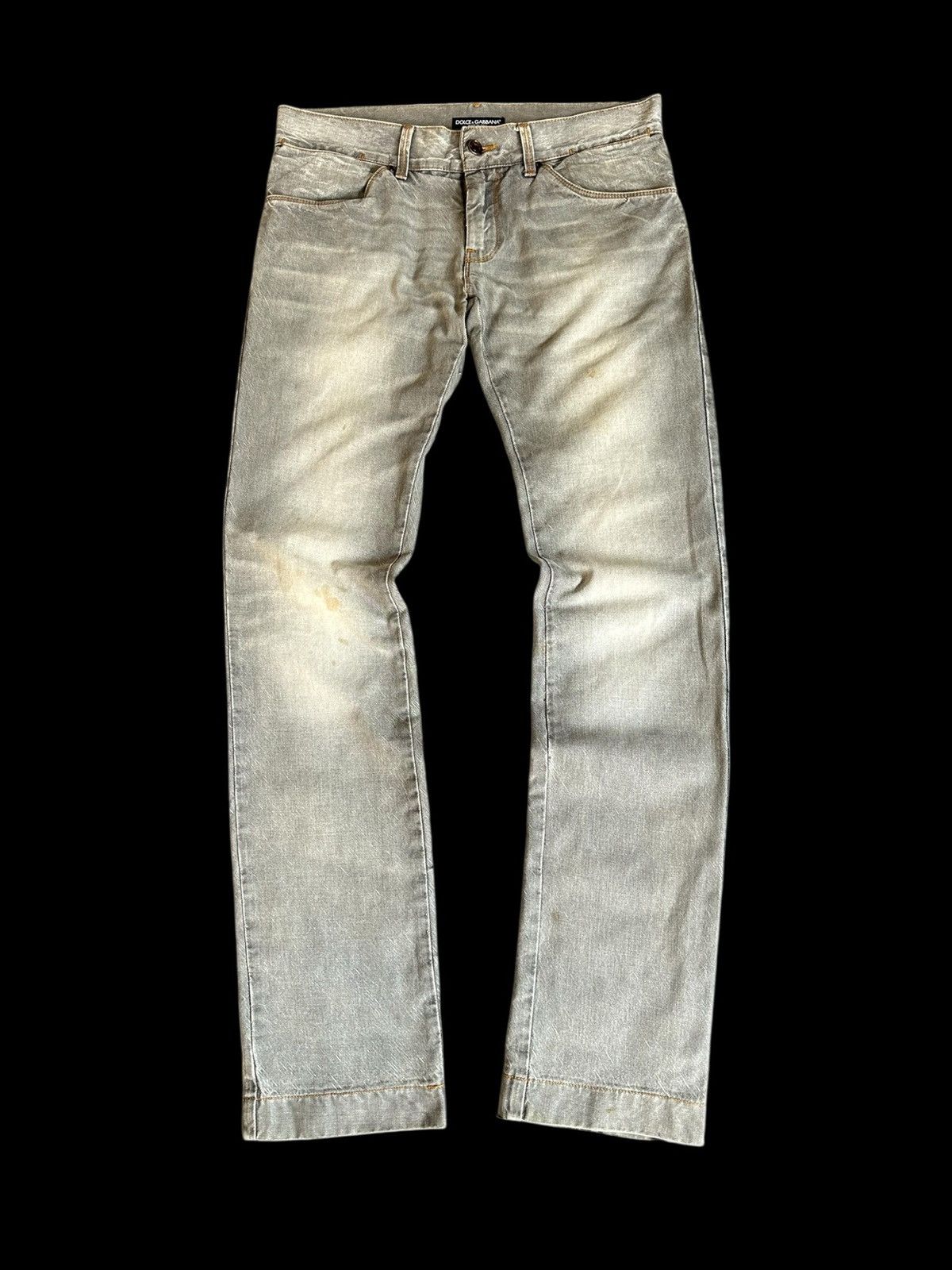 Dolce & Gabbana 14 GOLD Distressed Blue Denim Jeans Mens Sz