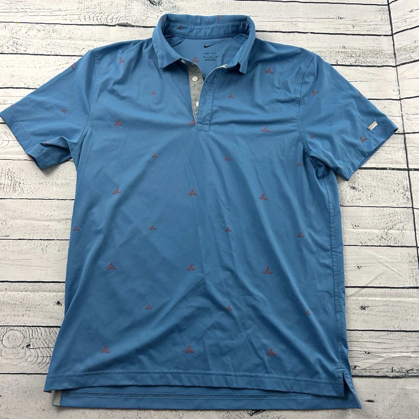 Nike Nike Dri-Fit Lobster Print Short Sleeve Golf Polo Shirt Men's M Blue Size US M / EU 48-50 / 2 - 2 Thumbnail